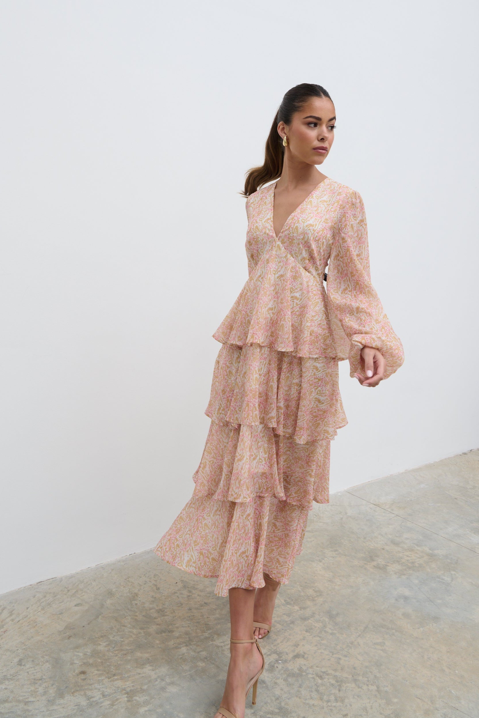 Ashton Ruffle Midi Dress - Ditsy Animal Sorbet Print