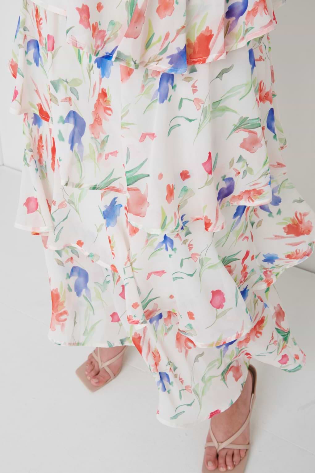 Ashton Ruffle Midi Dress Curve - Dainty Floral