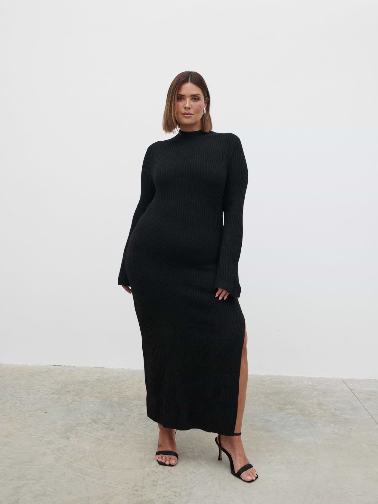 Baylee Soft Knit Midaxi Dress - Black