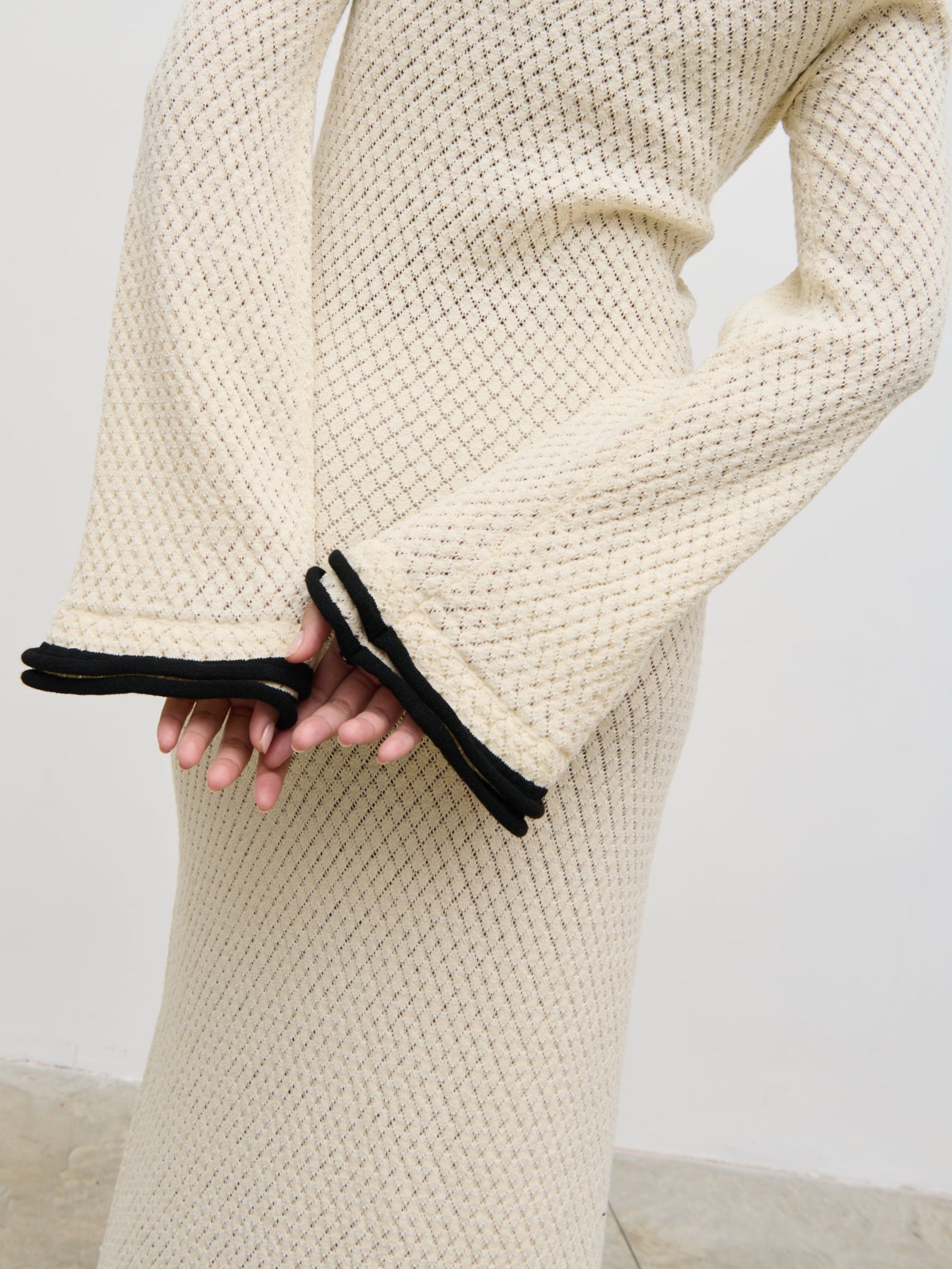 Bellamy Frill Tiered Sleeve Knit Maxi Dress - Cream
