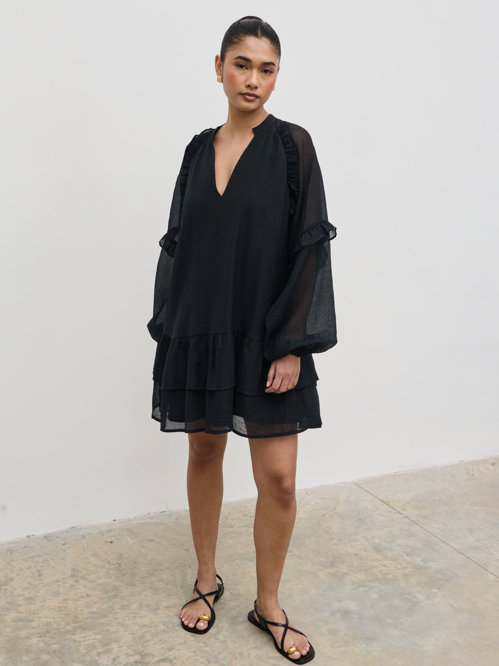 Betsy Long Sleeve Mini Dress - Black
