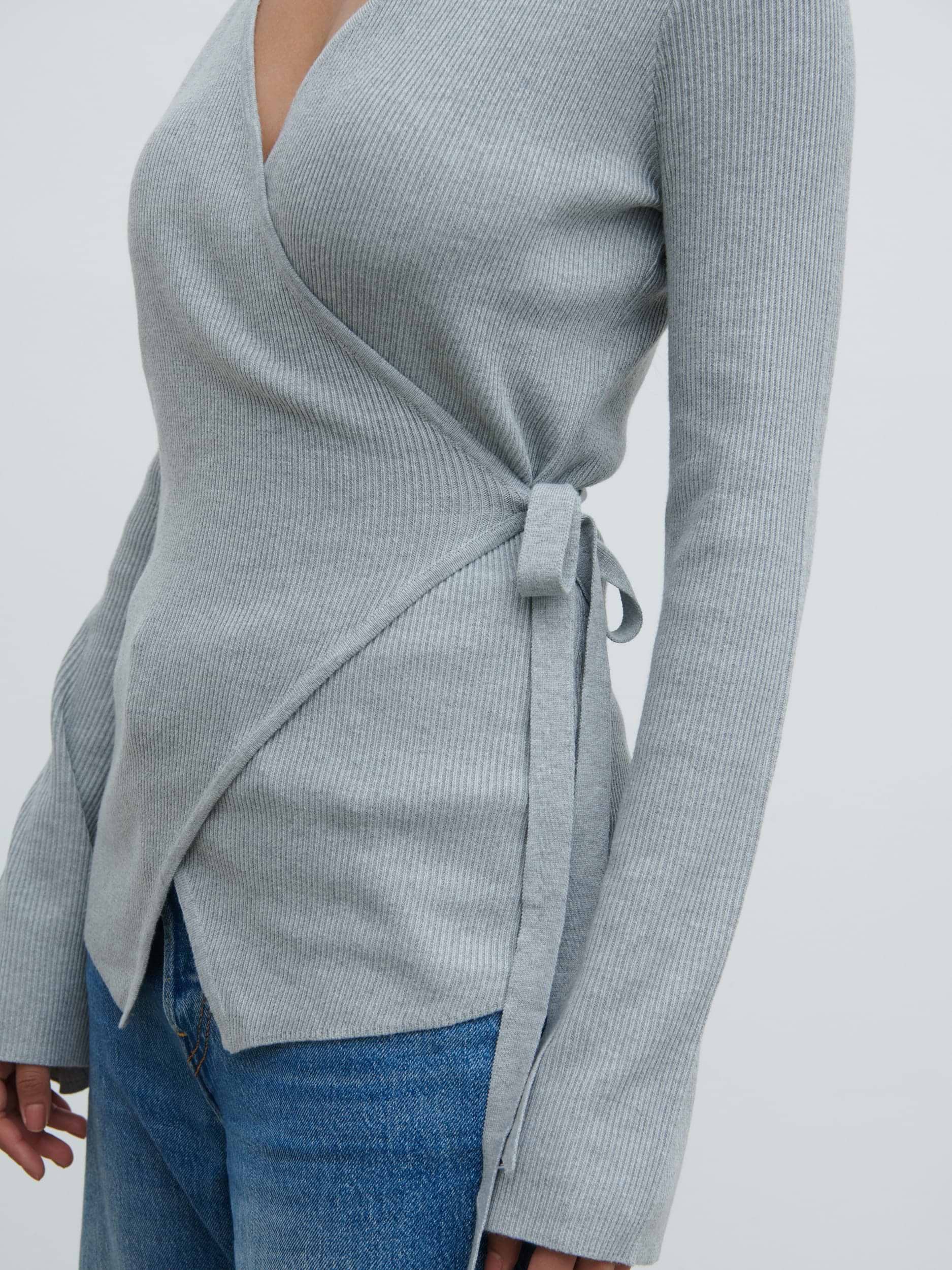 Bettie Wrap Knit Cardigan - Grey Marl