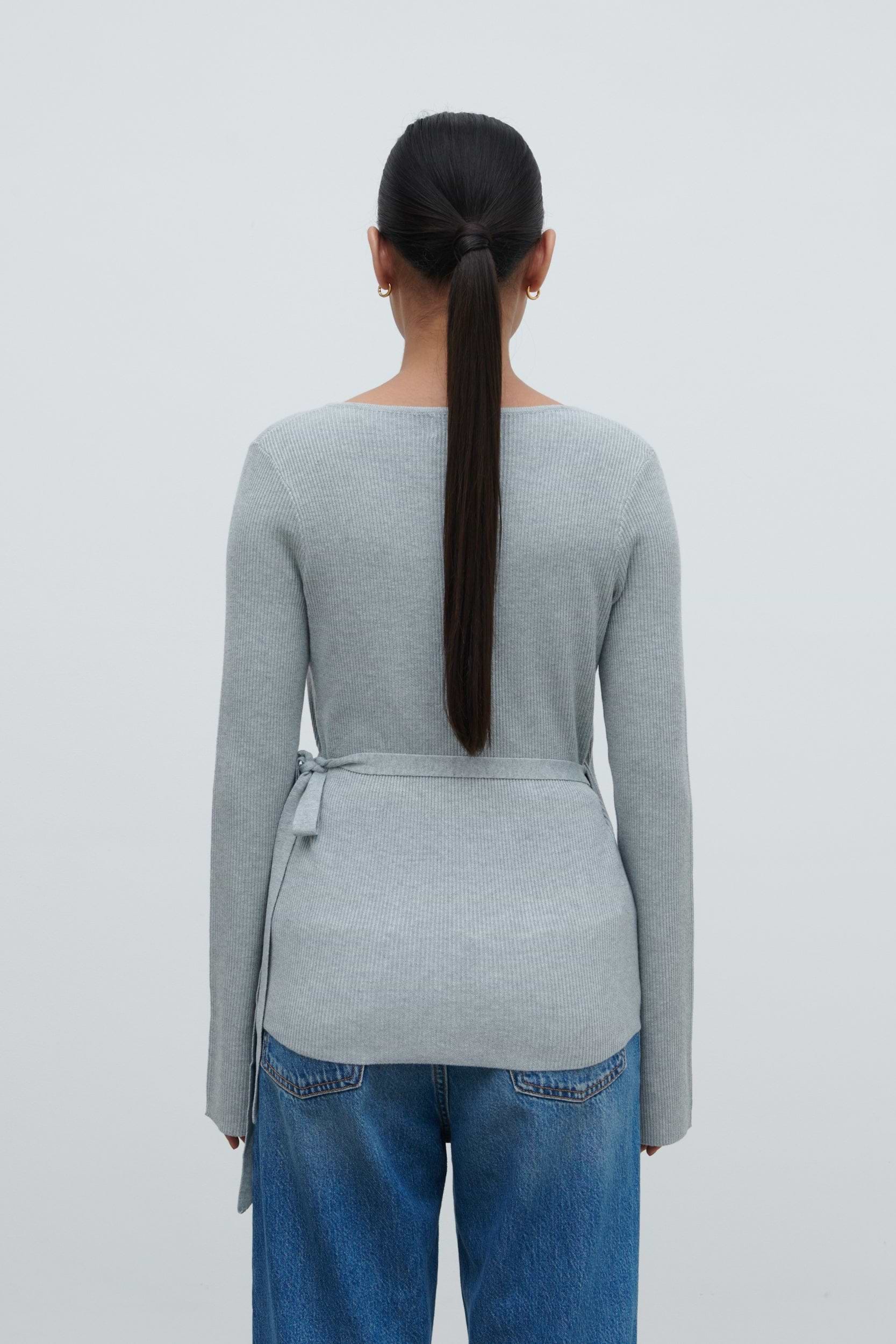 Bettie Wrap Knit Cardigan - Grey Marl