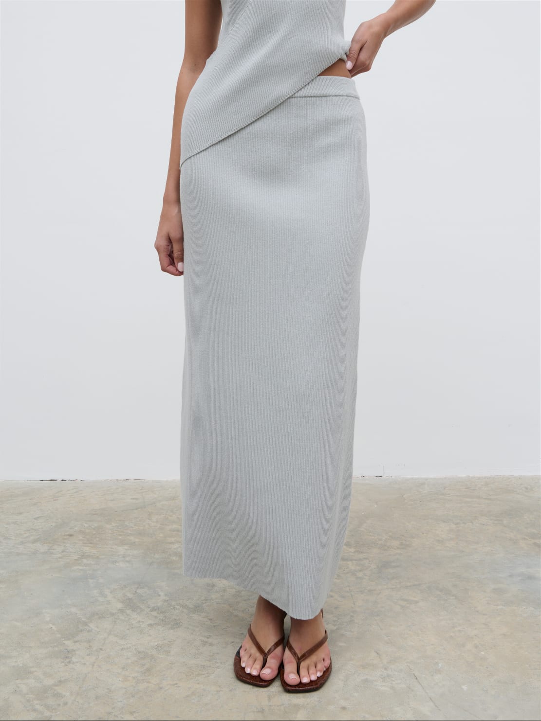 Bexley Knit Midaxi Skirt - Light Blue