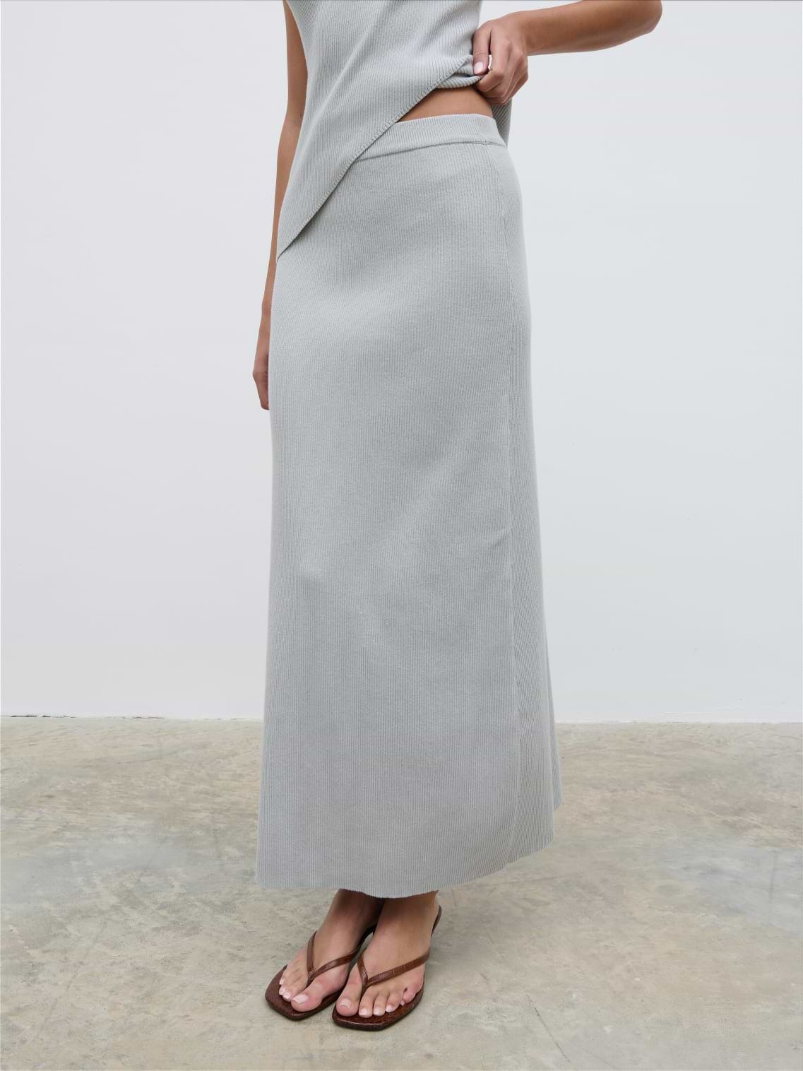 Bexley Knit Midaxi Skirt - Light Blue
