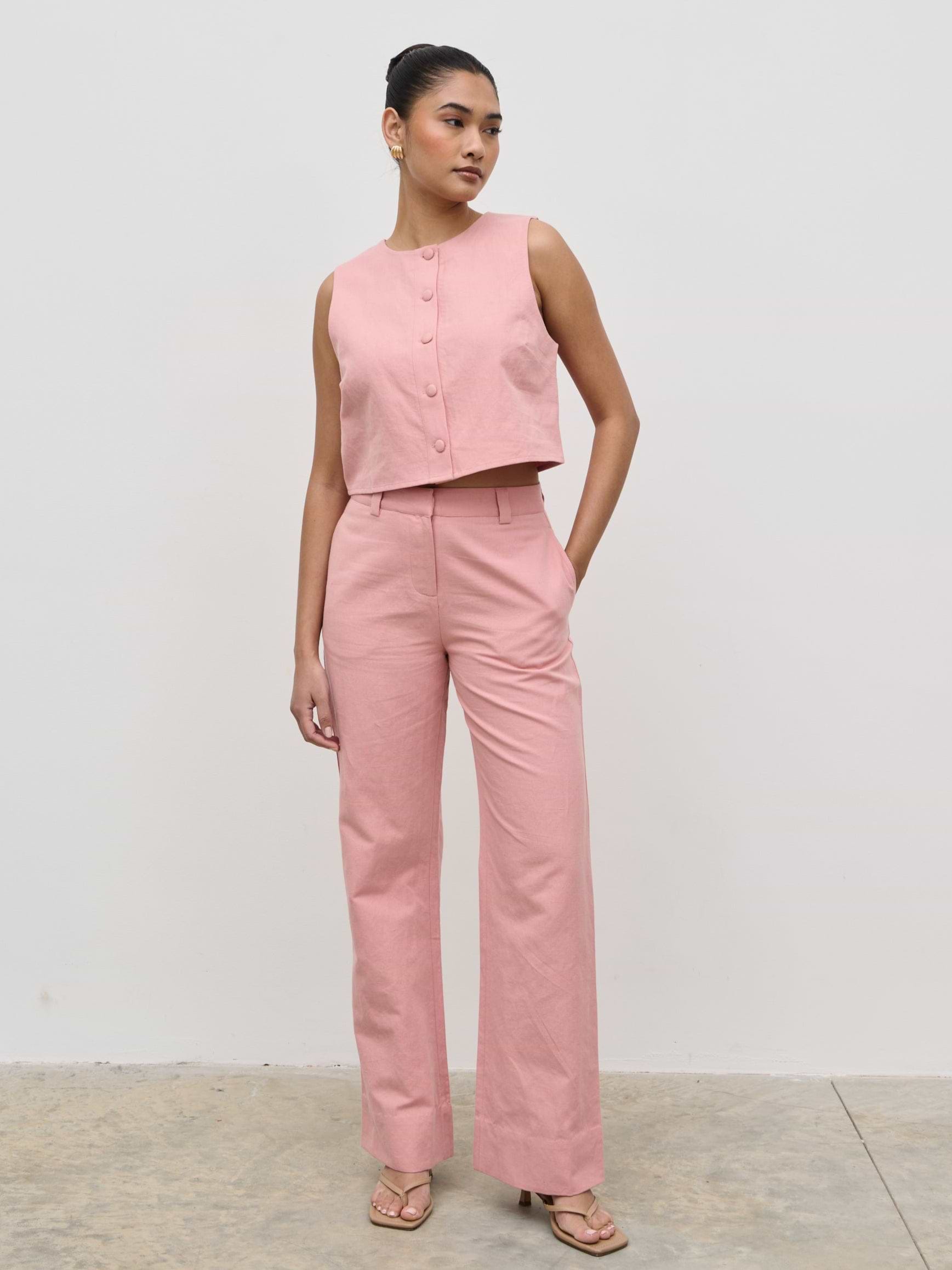 Blair Linen Trousers - Pink