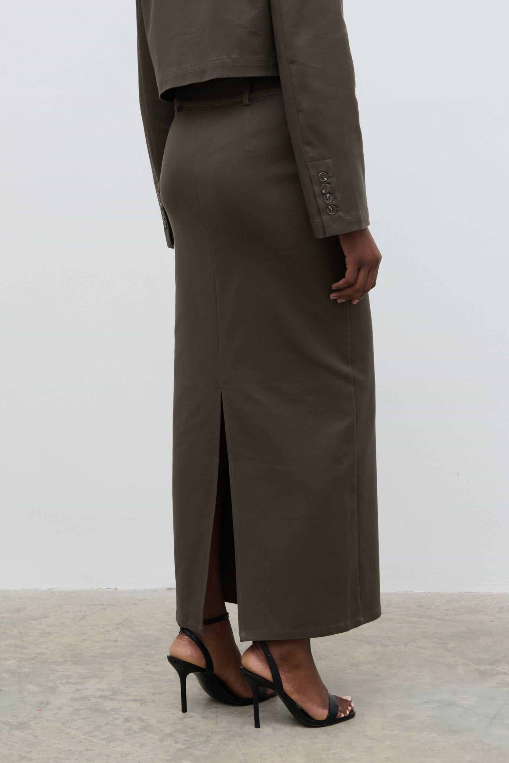 Brady Tailored Maxi Skirt - Taupe
