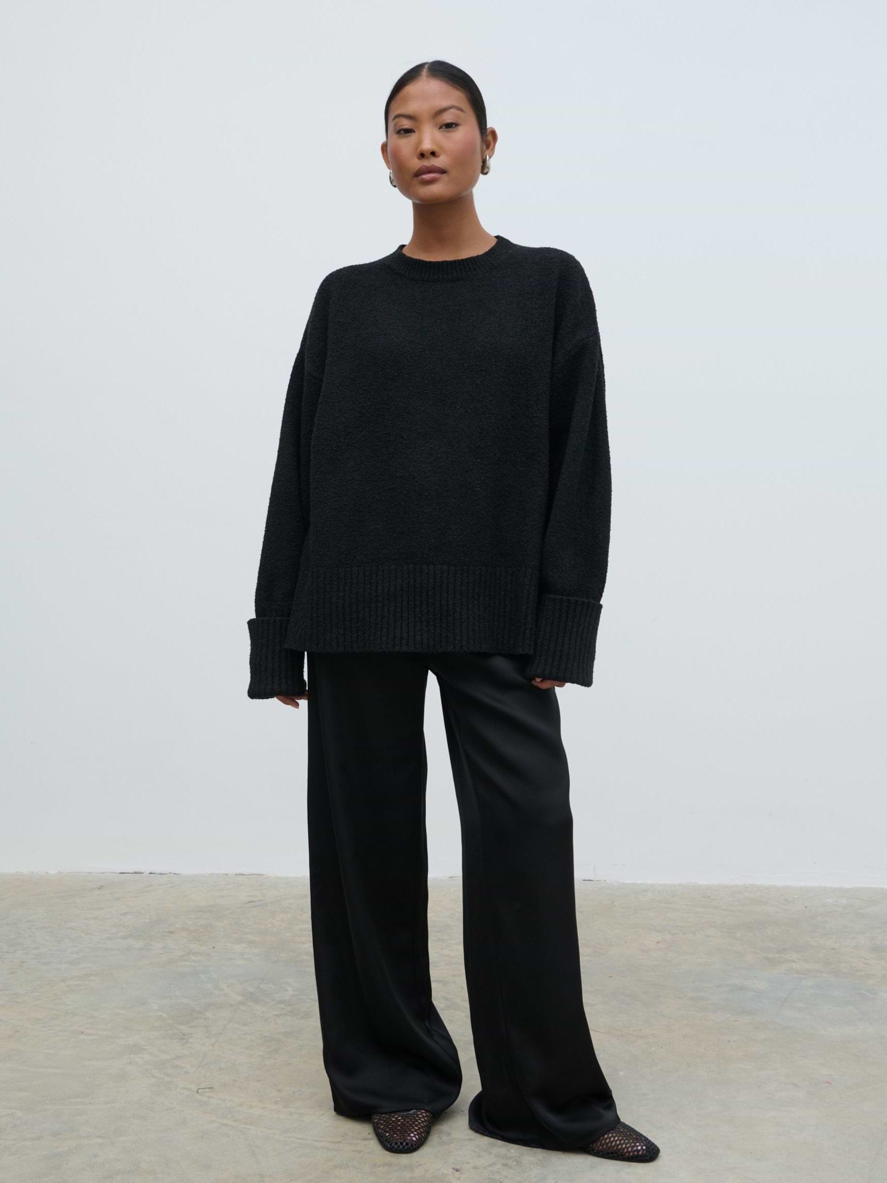 Breya Satin Drawstring Trousers - Black