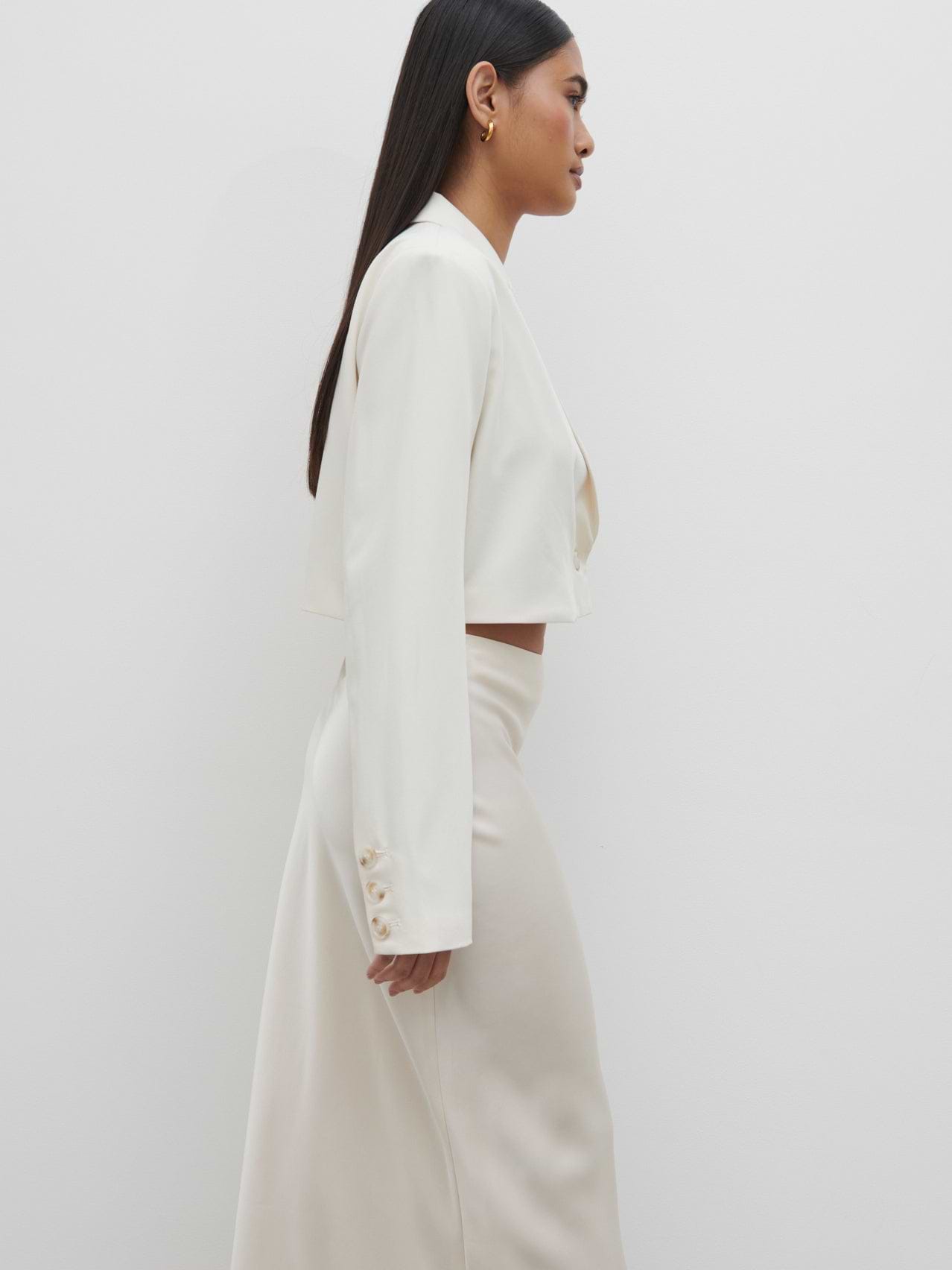 Breya Cropped Blazer - Oyster