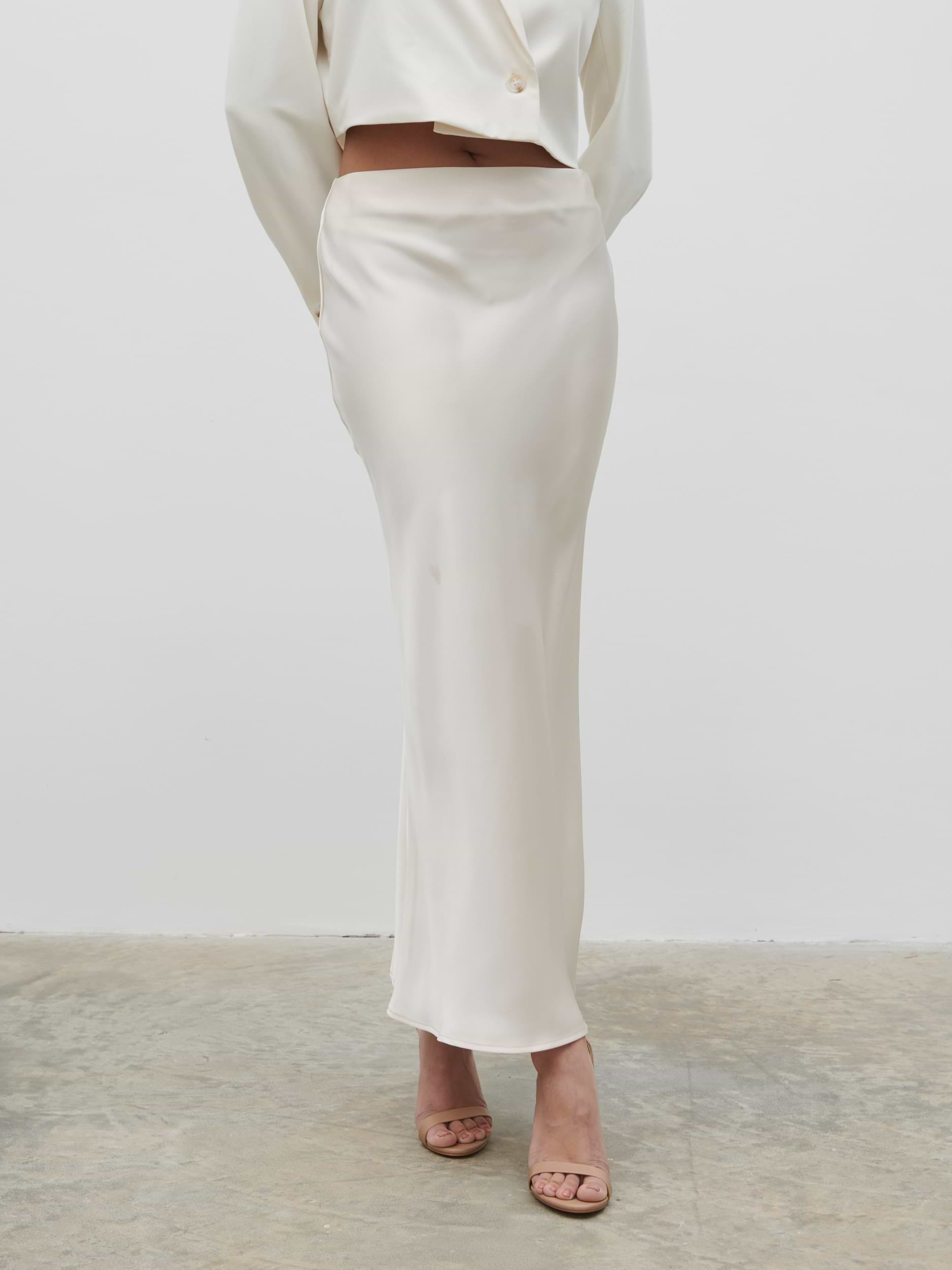 Breya Satin Midaxi Skirt - Oyster