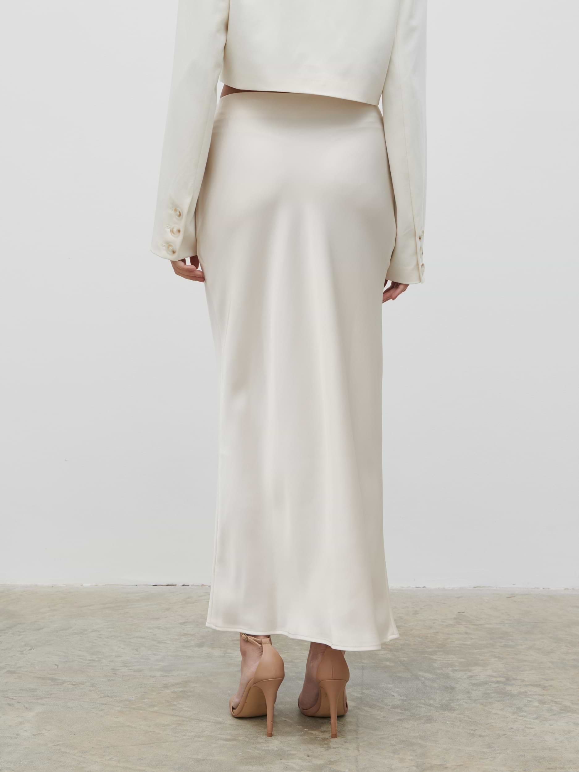Breya Satin Midaxi Skirt - Oyster