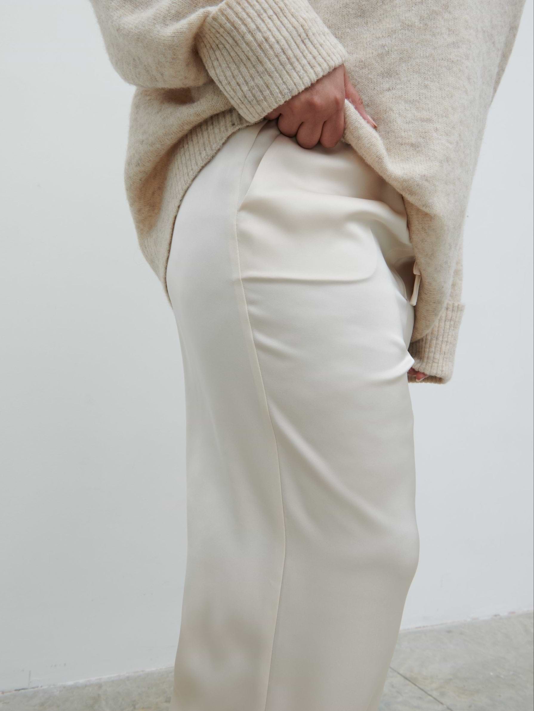 Breya Satin Drawstring Trousers Curve - Oyster