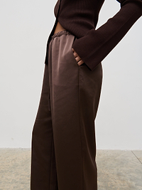 Breya Satin Drawstring Trousers - Chocolate Brown