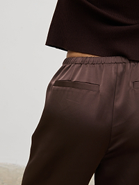 Breya Satin Drawstring Trousers - Chocolate Brown