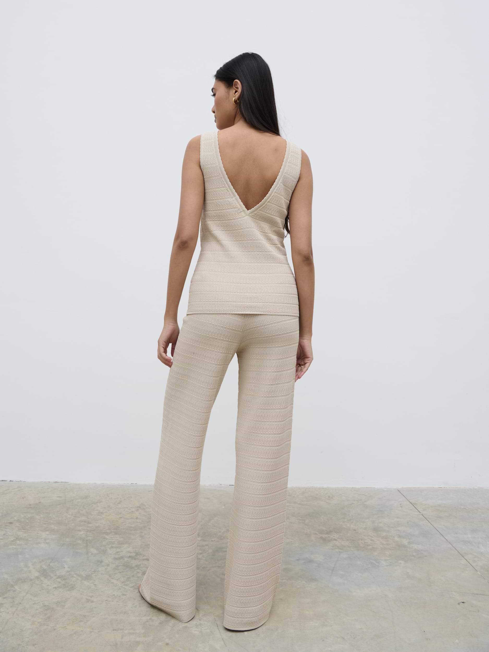 Bridget Crochet Knit Top - Beige