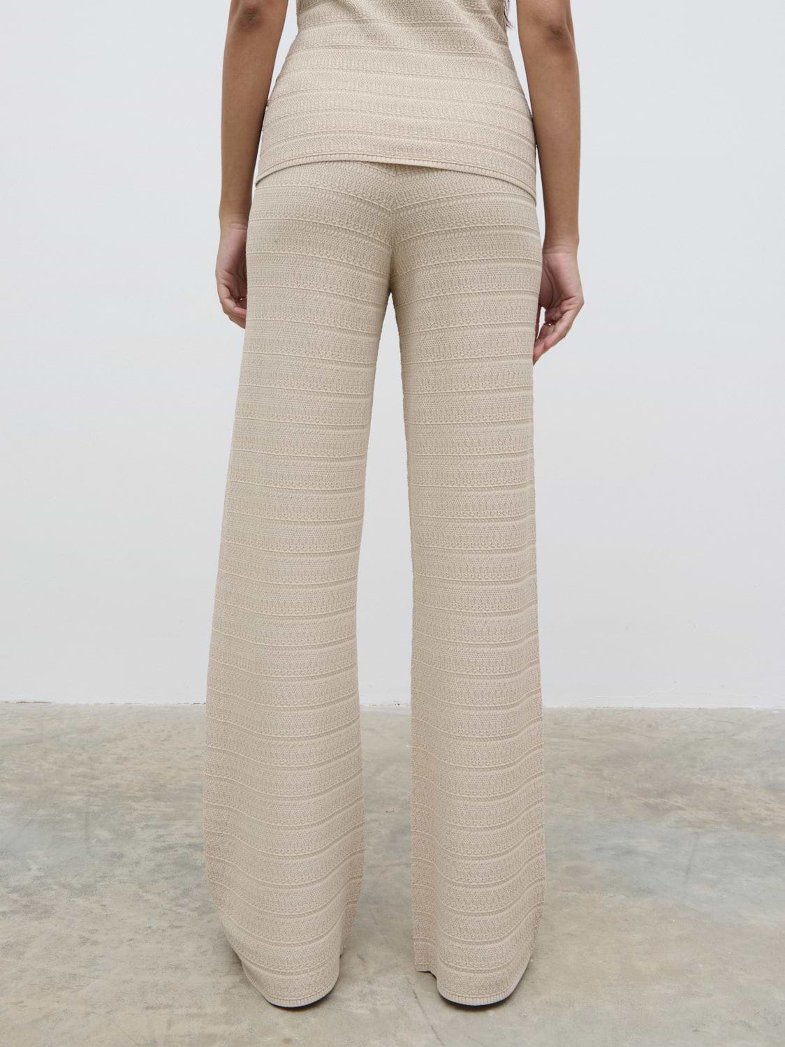 Bridget Crochet Knit Trousers - Beige
