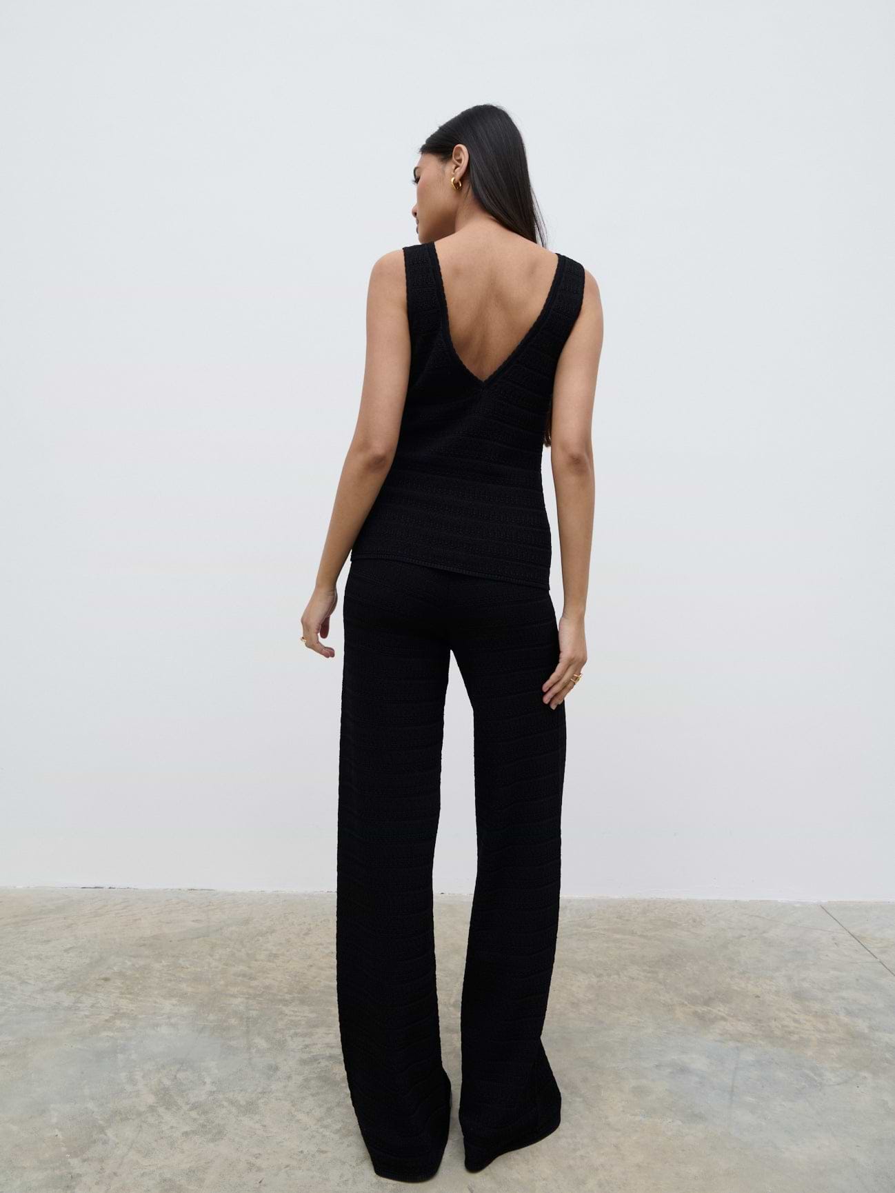Bridget Crochet Knit Top - Black