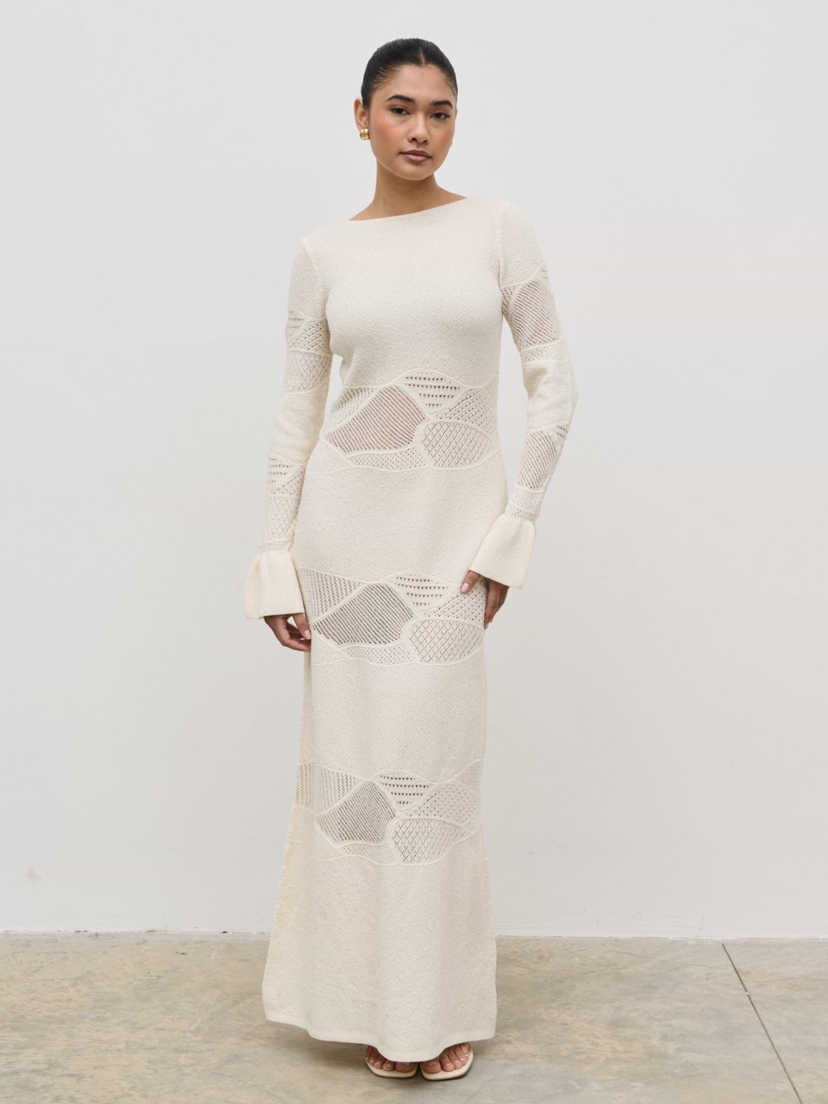 Bronwyn Patterned Knit Maxi Dress - Cream