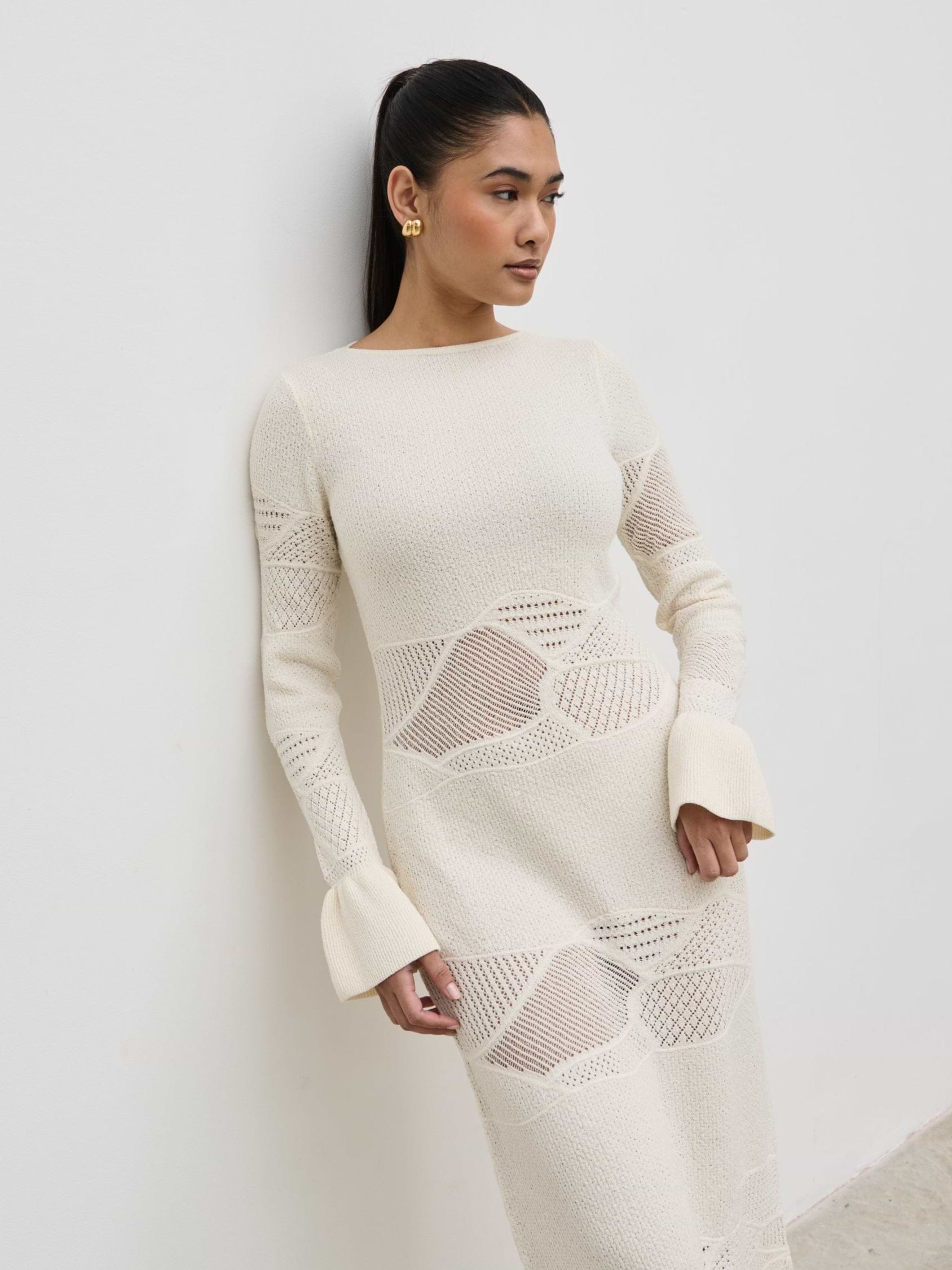 Bronwyn Patterned Knit Maxi Dress - Cream