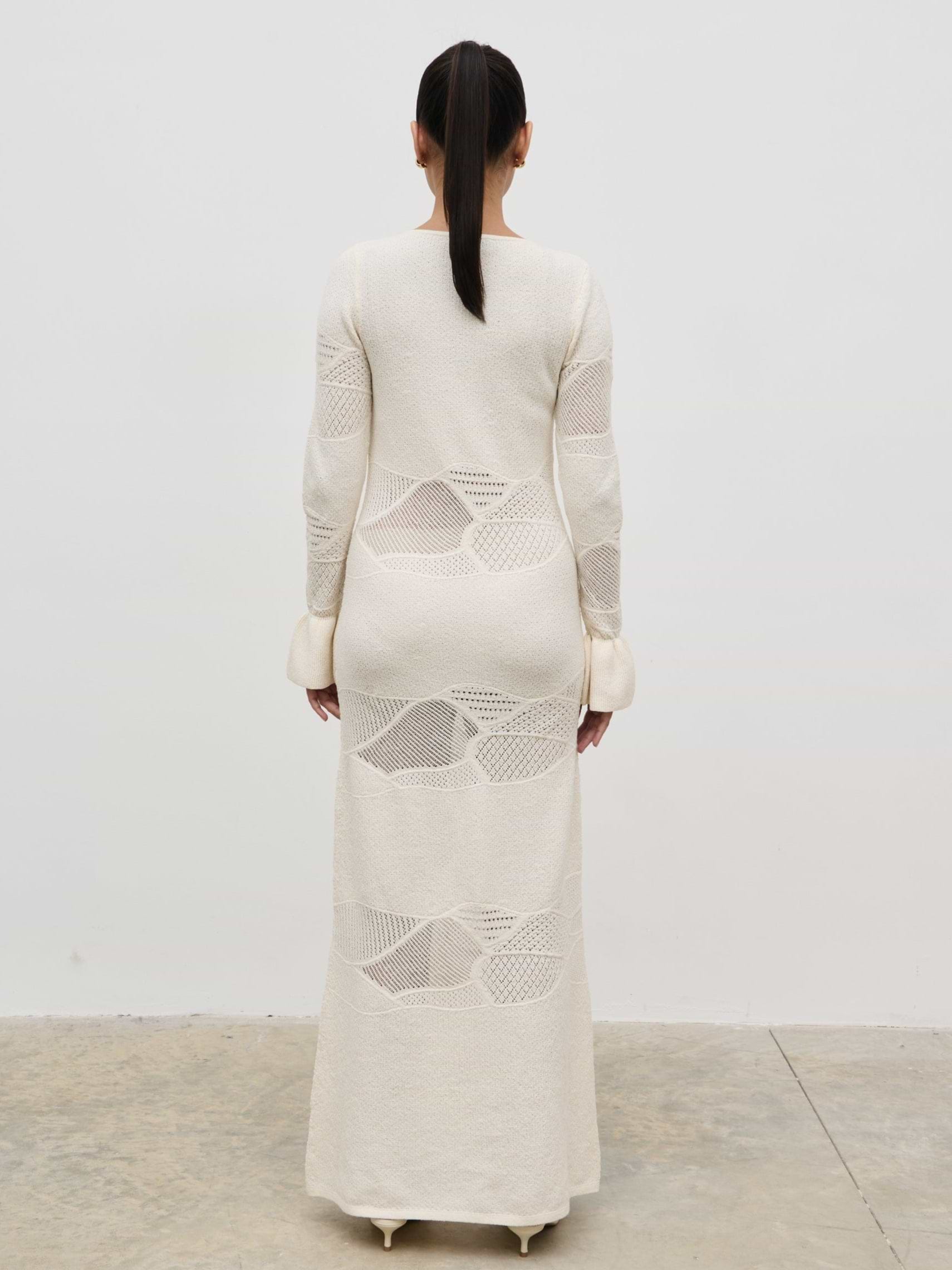 Bronwyn Patterned Knit Maxi Dress - Cream