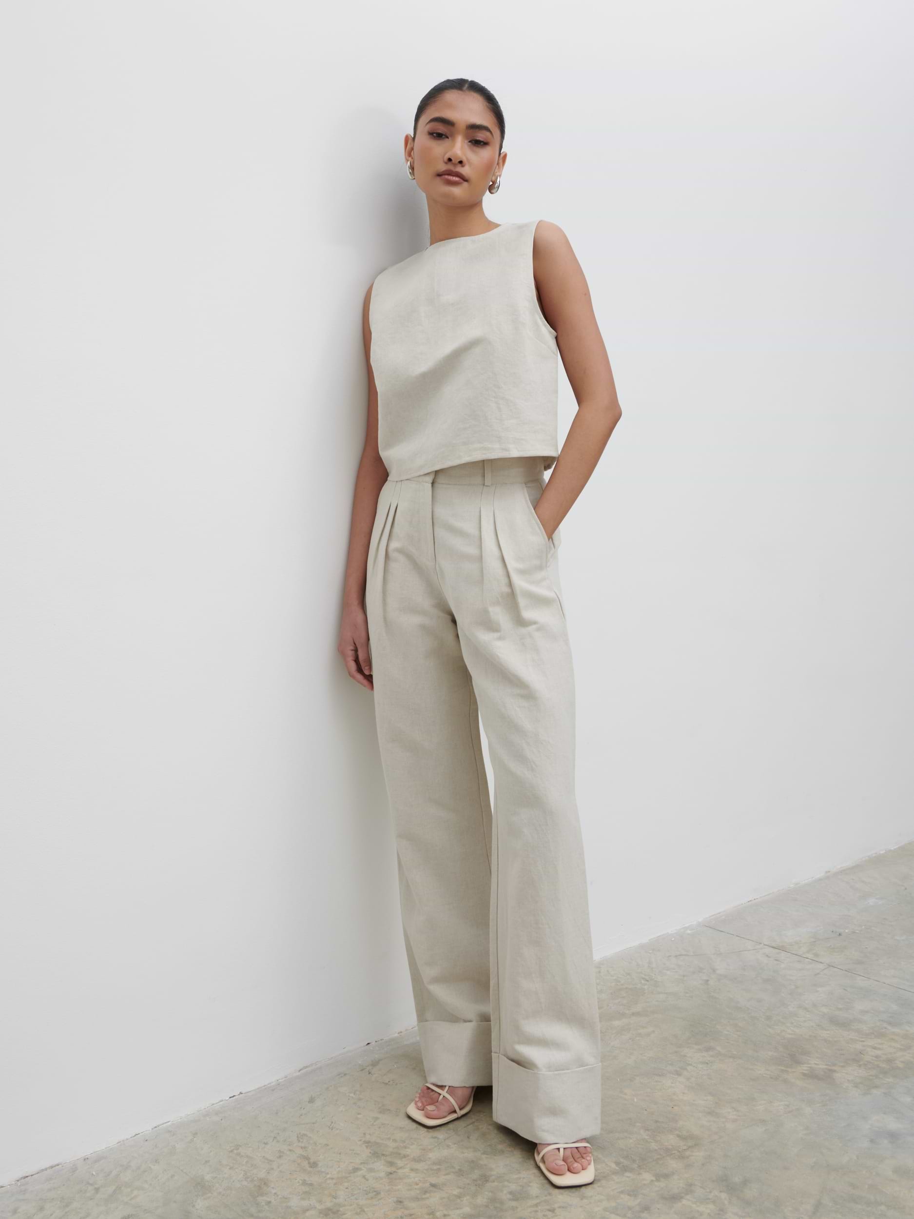 Bryony Boxy Linen Top - Natural