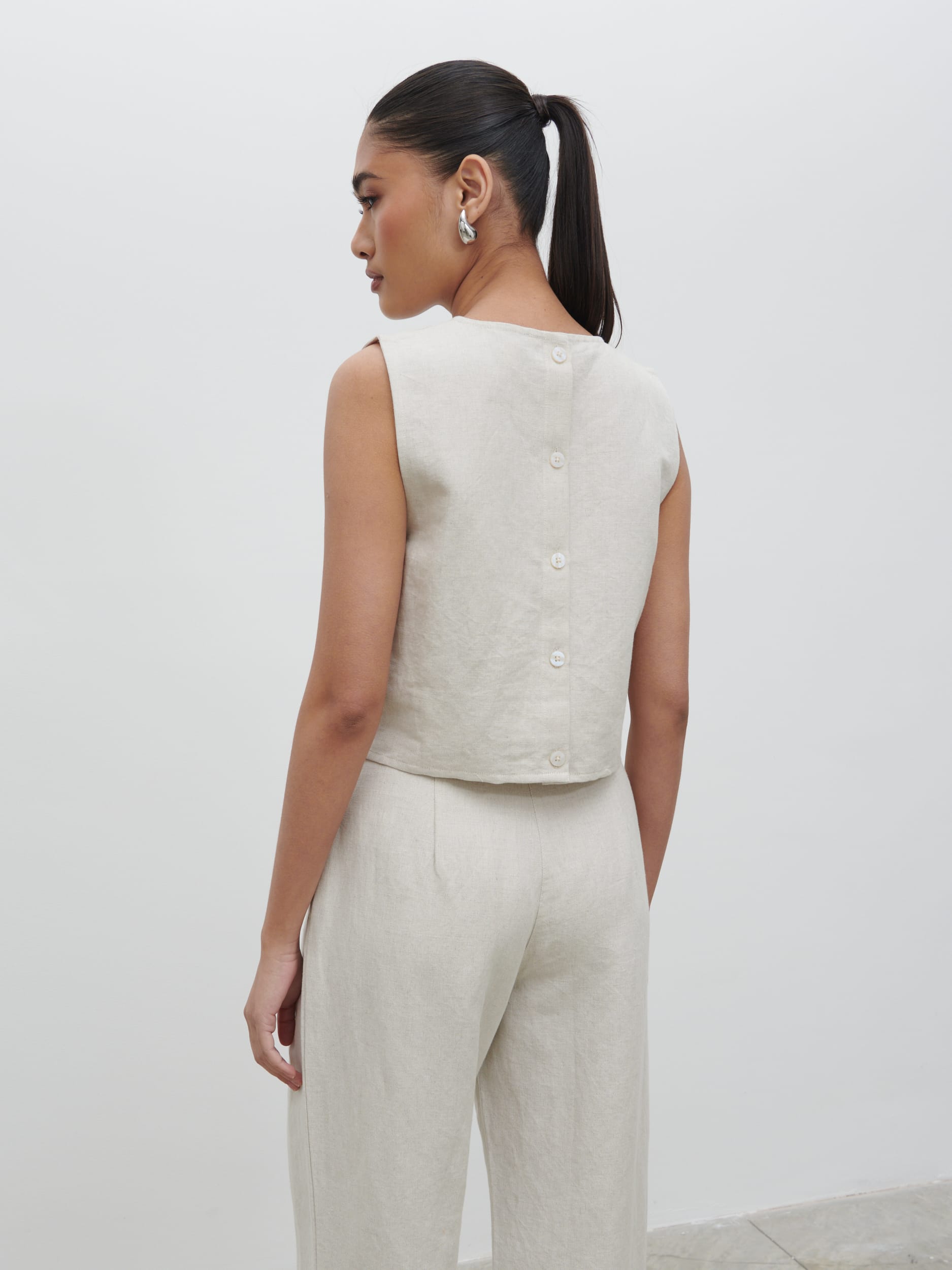 Bryony Boxy Linen Top - Natural