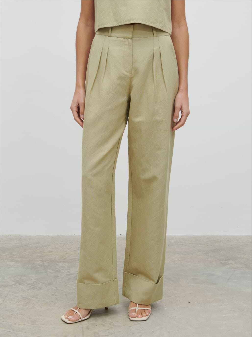 Bryony Linen Trousers - Olive