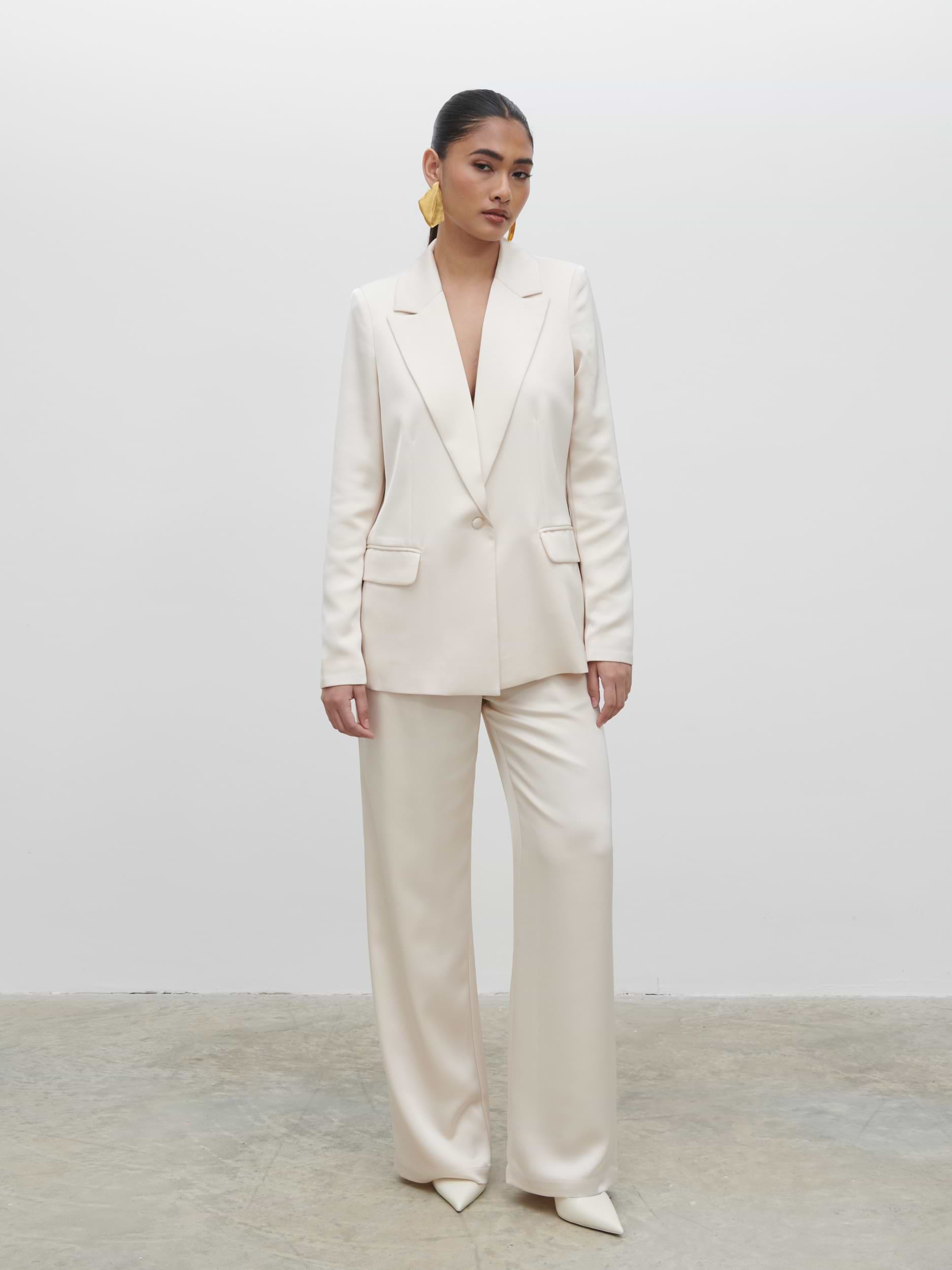 Callie Satin Suit Trousers - Ivory