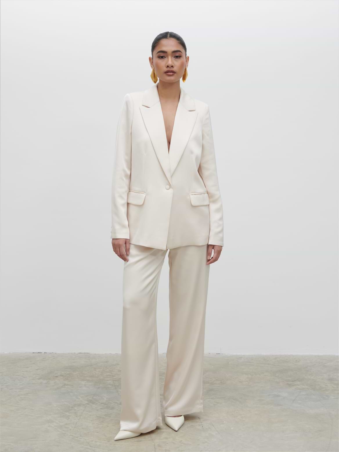 Callie Satin Suit Trousers - Ivory