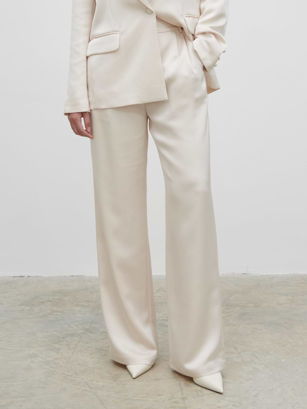 Callie Satin Suit Trousers - Ivory
