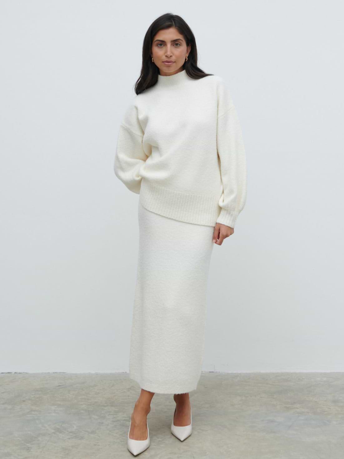 Camille Midaxi Knit Skirt - Cream