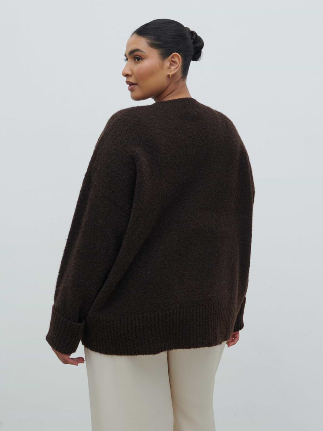 Camille Oversized Borg Jumper Curve - Brown