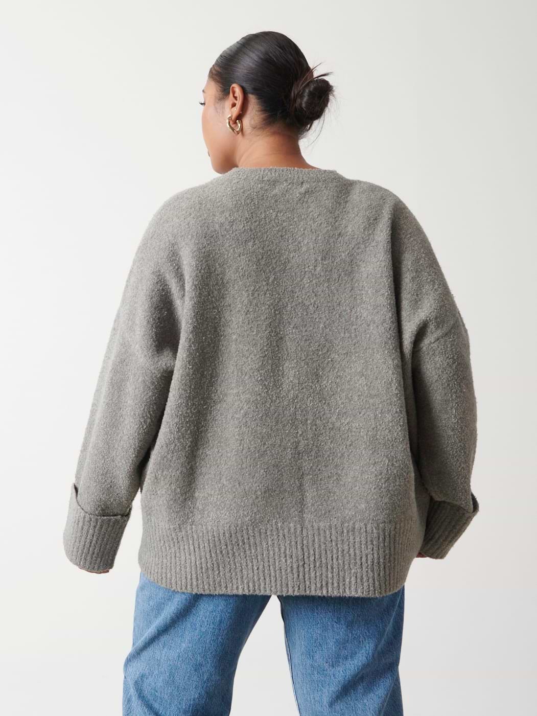 Camille Oversized Borg Jumper Curve - Charcoal