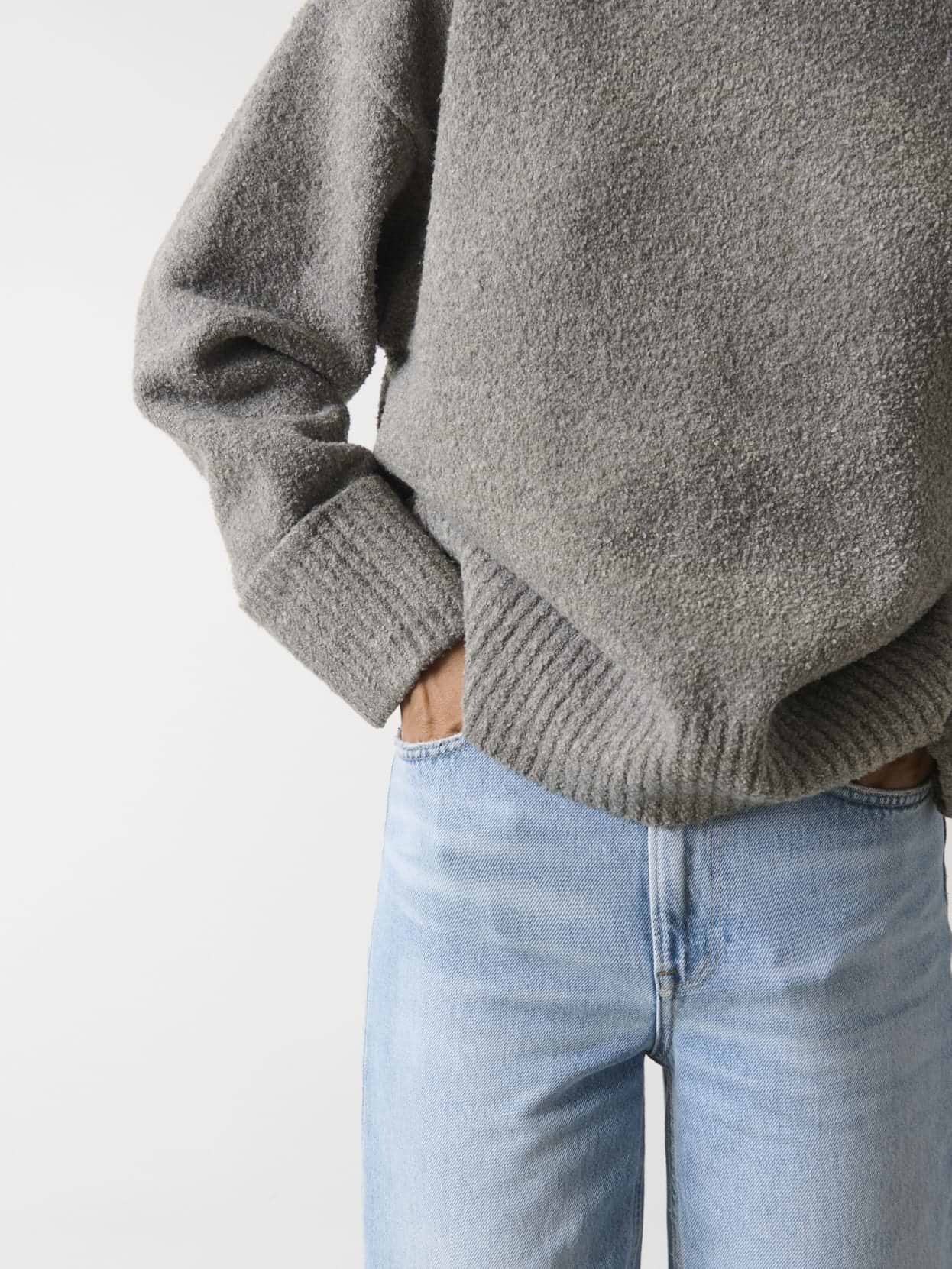 Camille Oversized Borg Jumper - Charcoal