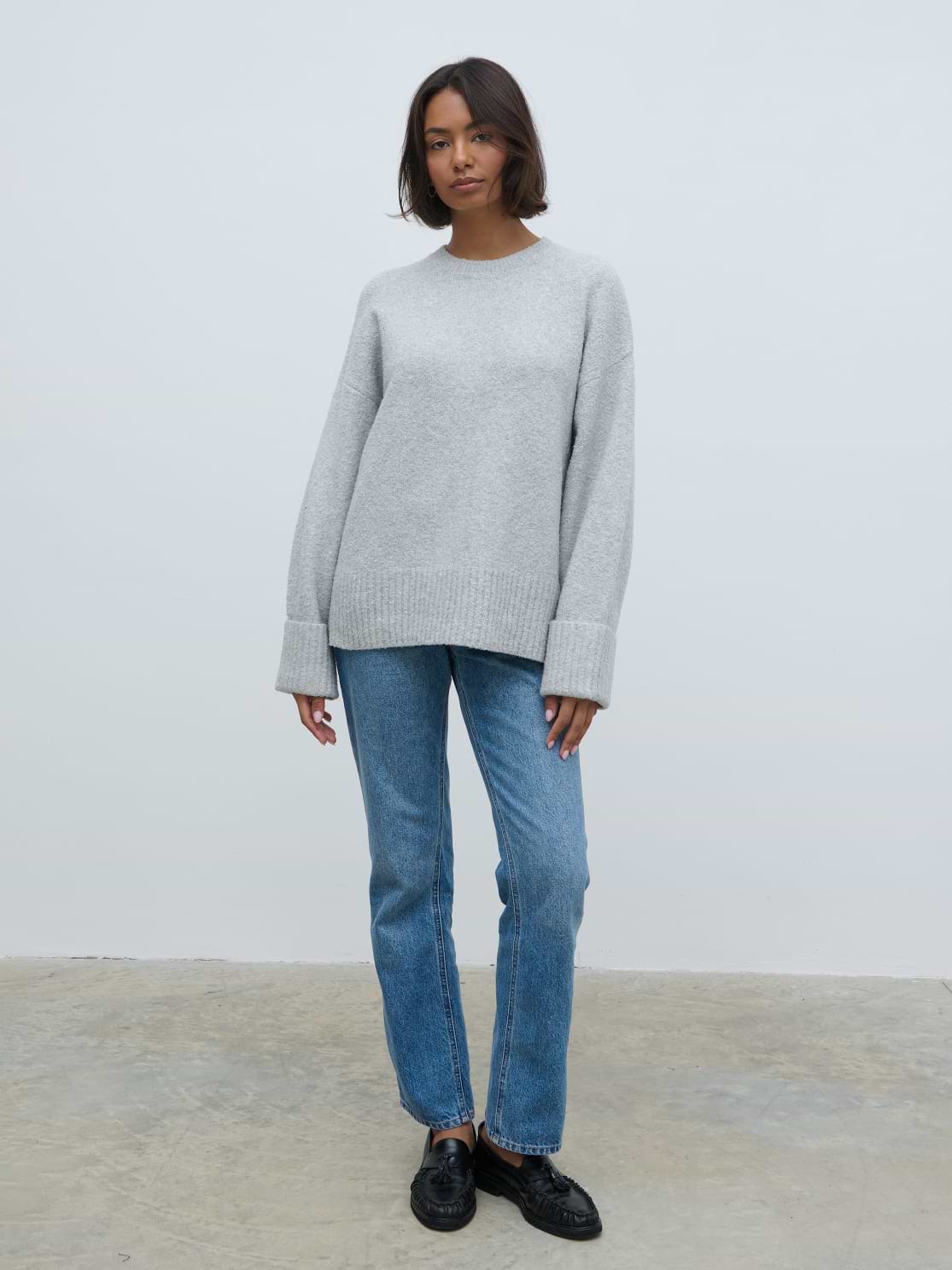 Camille Oversized Borg Jumper - Grey