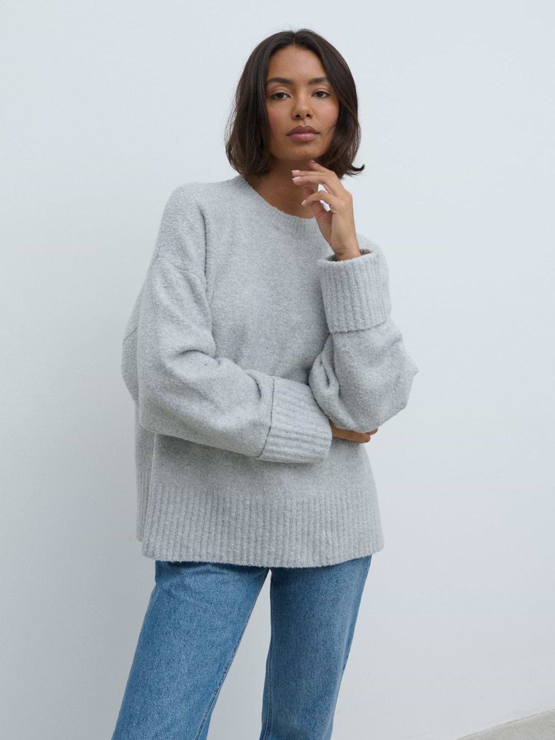 Camille Oversized Borg Jumper - Grey