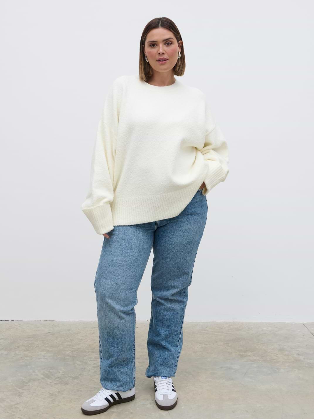 Camille Oversized Borg Jumper - Cream