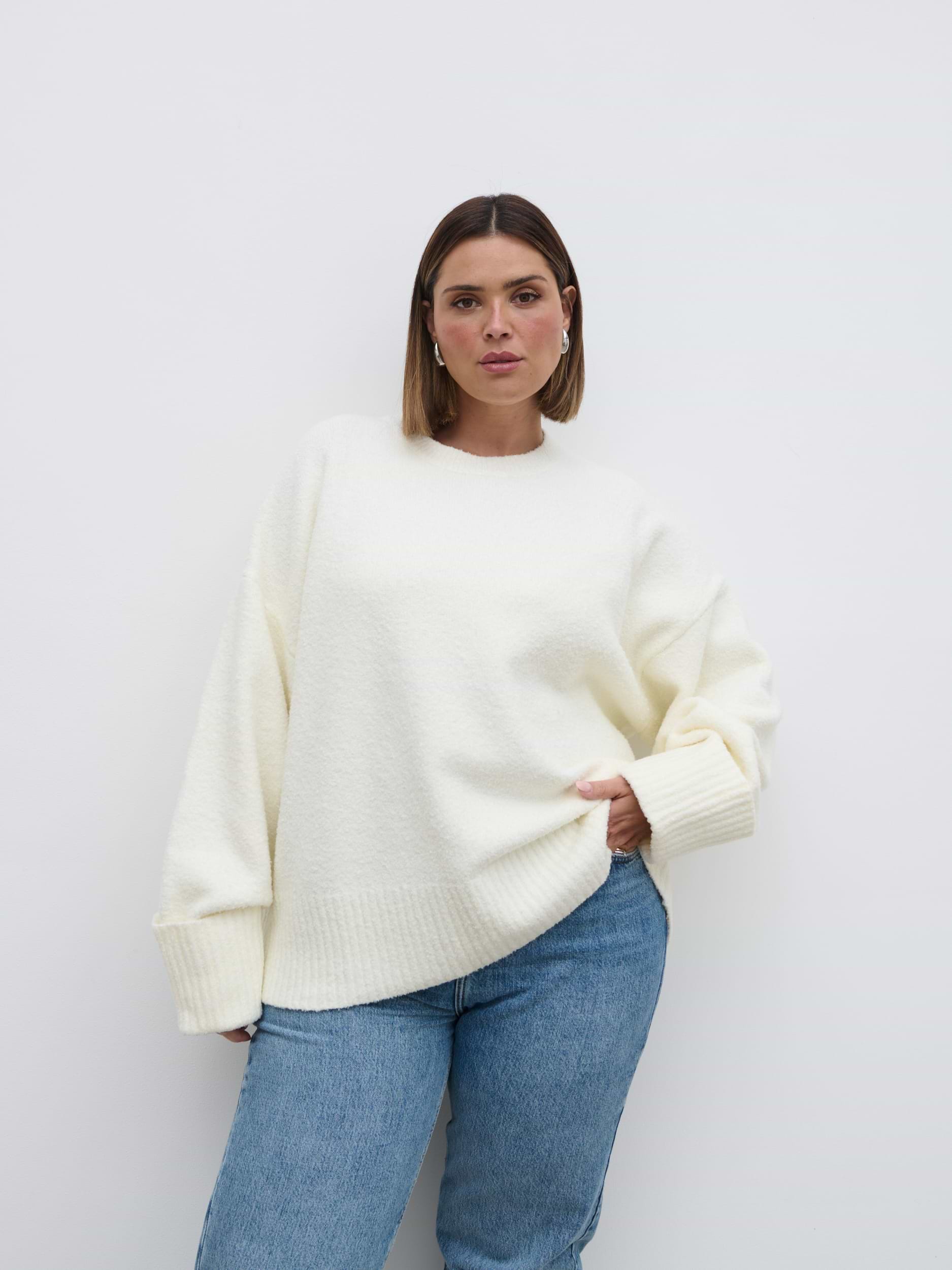 Camille Oversized Borg Jumper - Cream