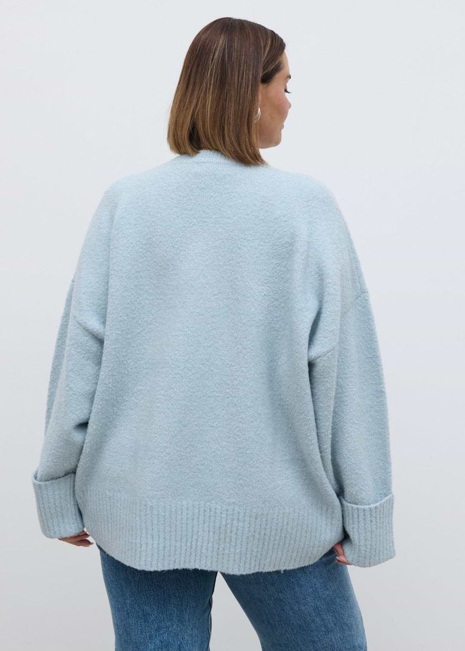Camille Oversized Borg Knit Jumper Curve - Pale Blue