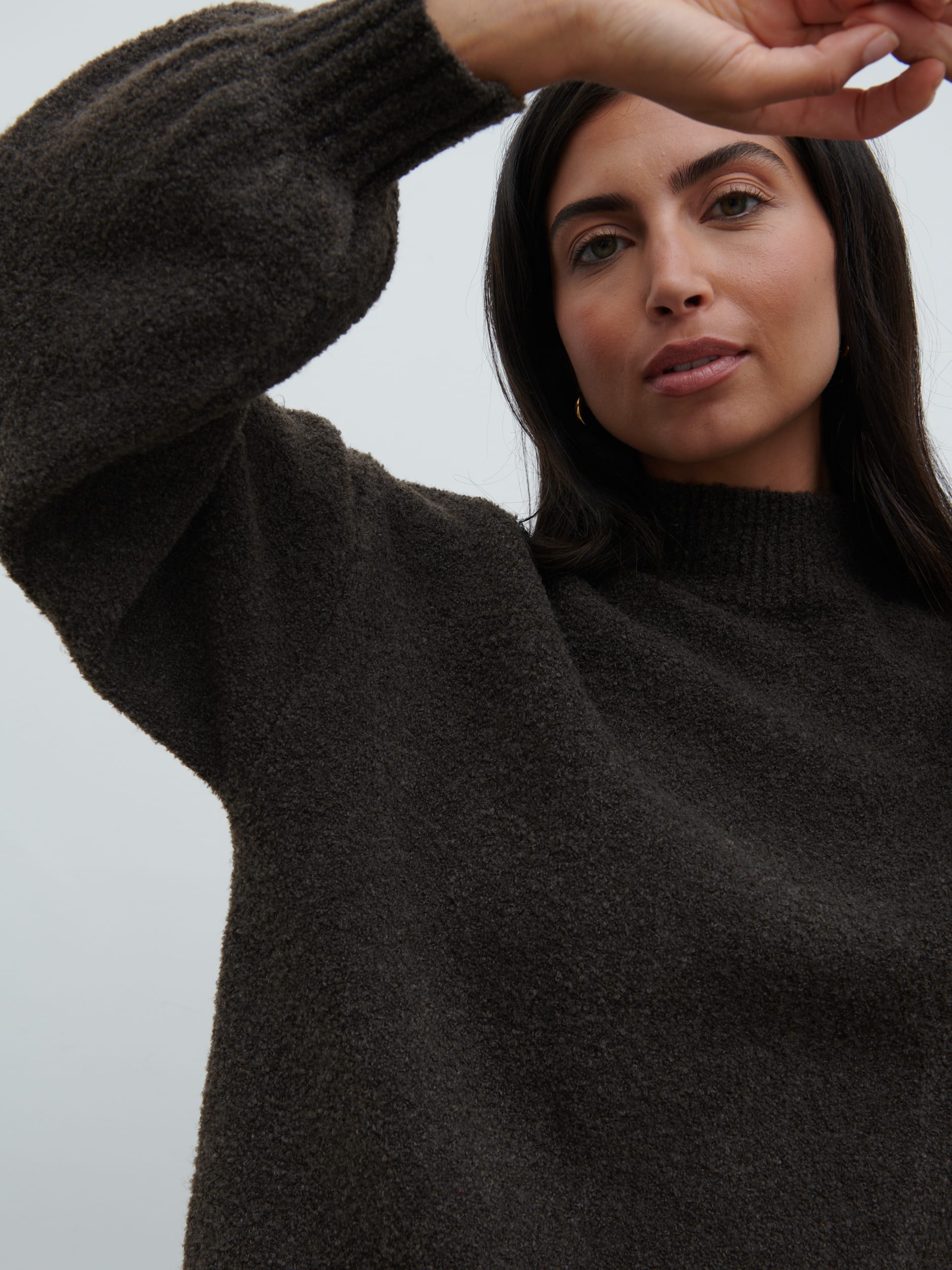 Camille Balloon Sleeve Knit Jumper - Bark