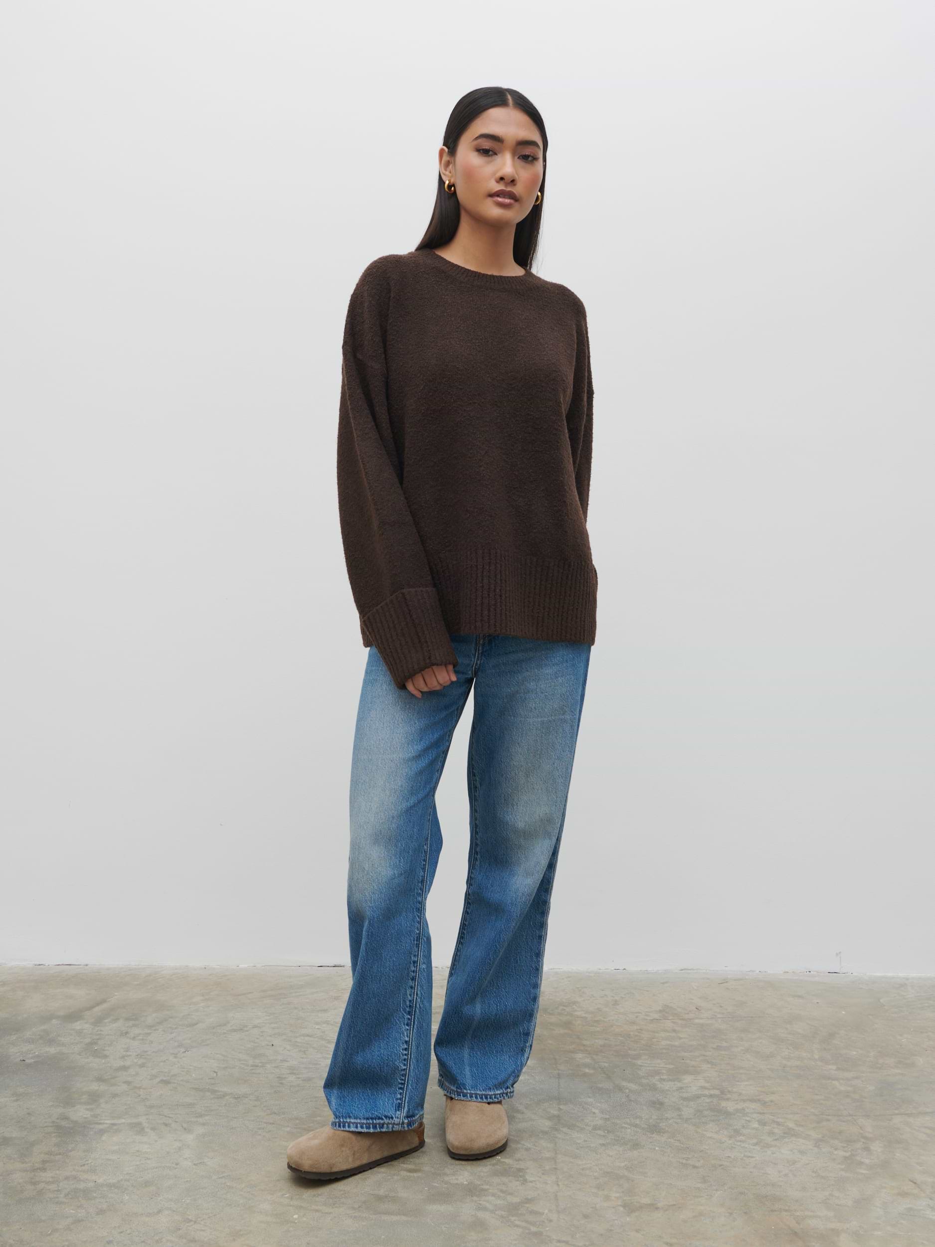 Camille Oversized Borg Jumper - Brown