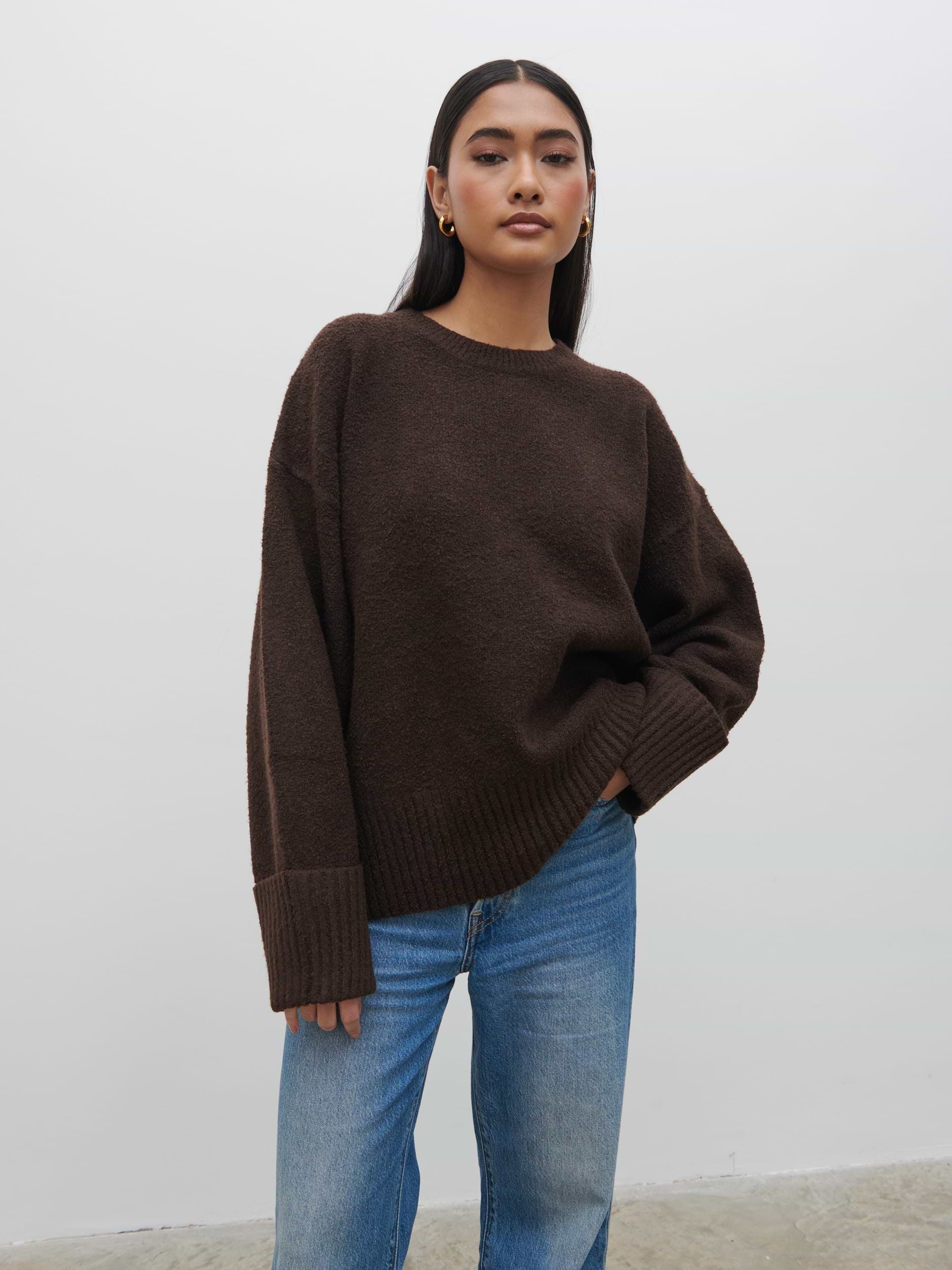 Camille Oversized Borg Jumper - Brown