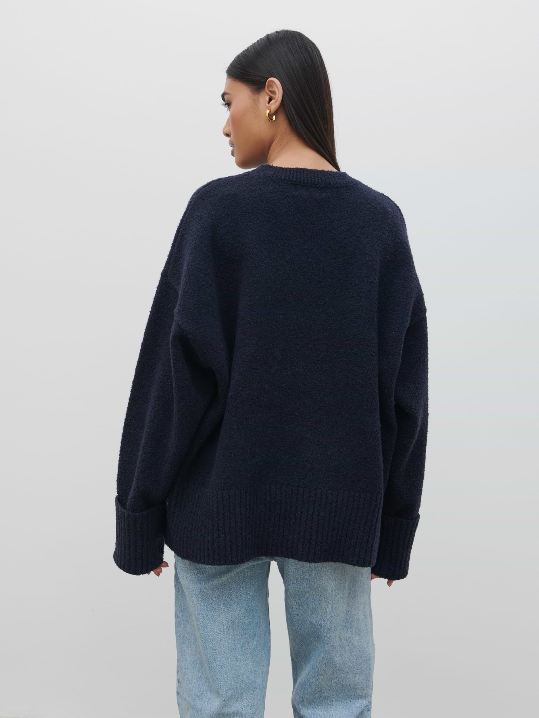 Camille Oversized Borg Jumper - Navy