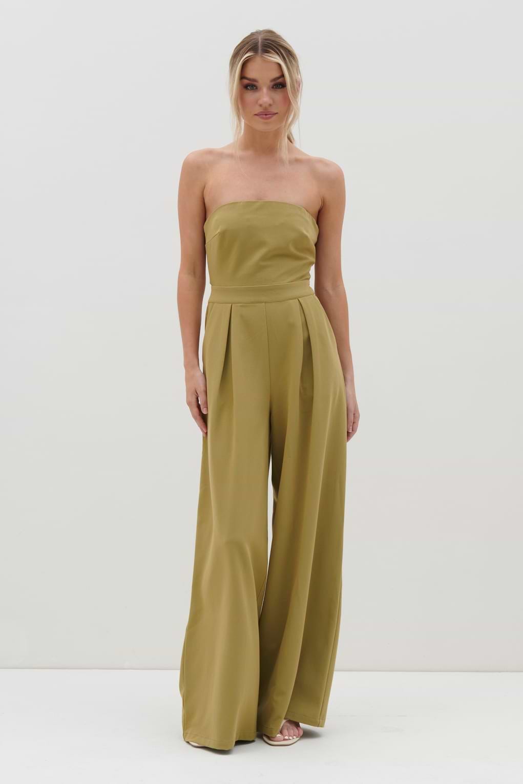 Campbell Bandeau Jumpsuit - Tarragon Green