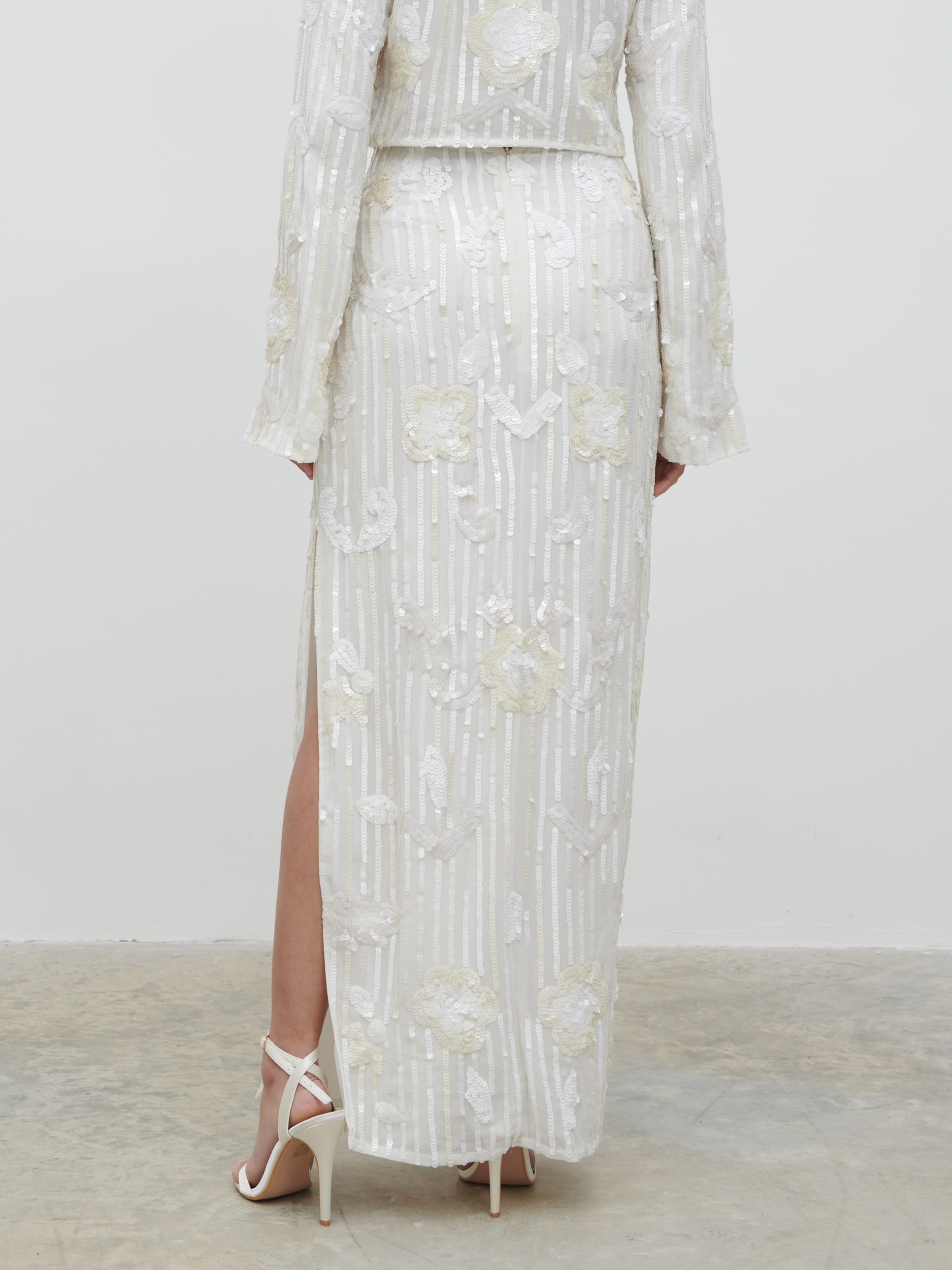 Cannes Sequin Maxi Skirt - Ivory