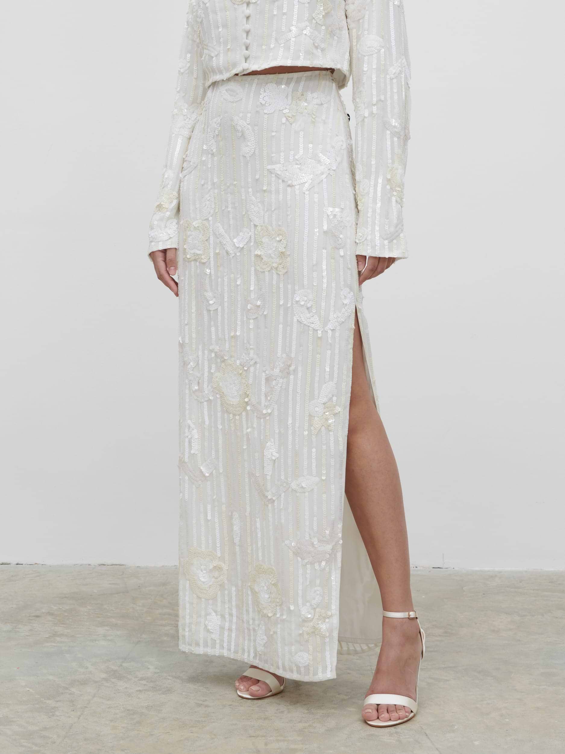 Cannes Sequin Maxi Skirt - Ivory
