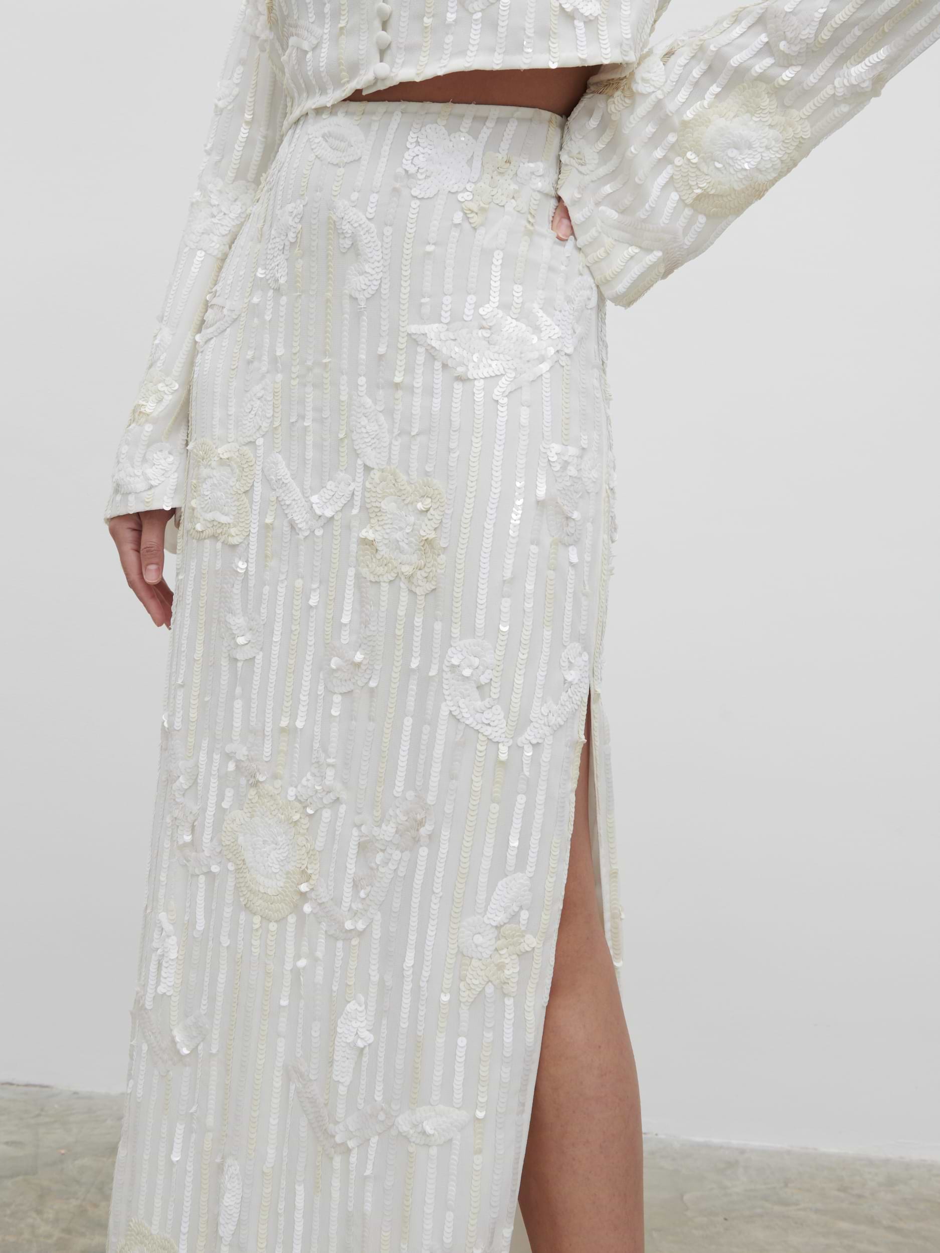 Cannes Sequin Maxi Skirt - Ivory