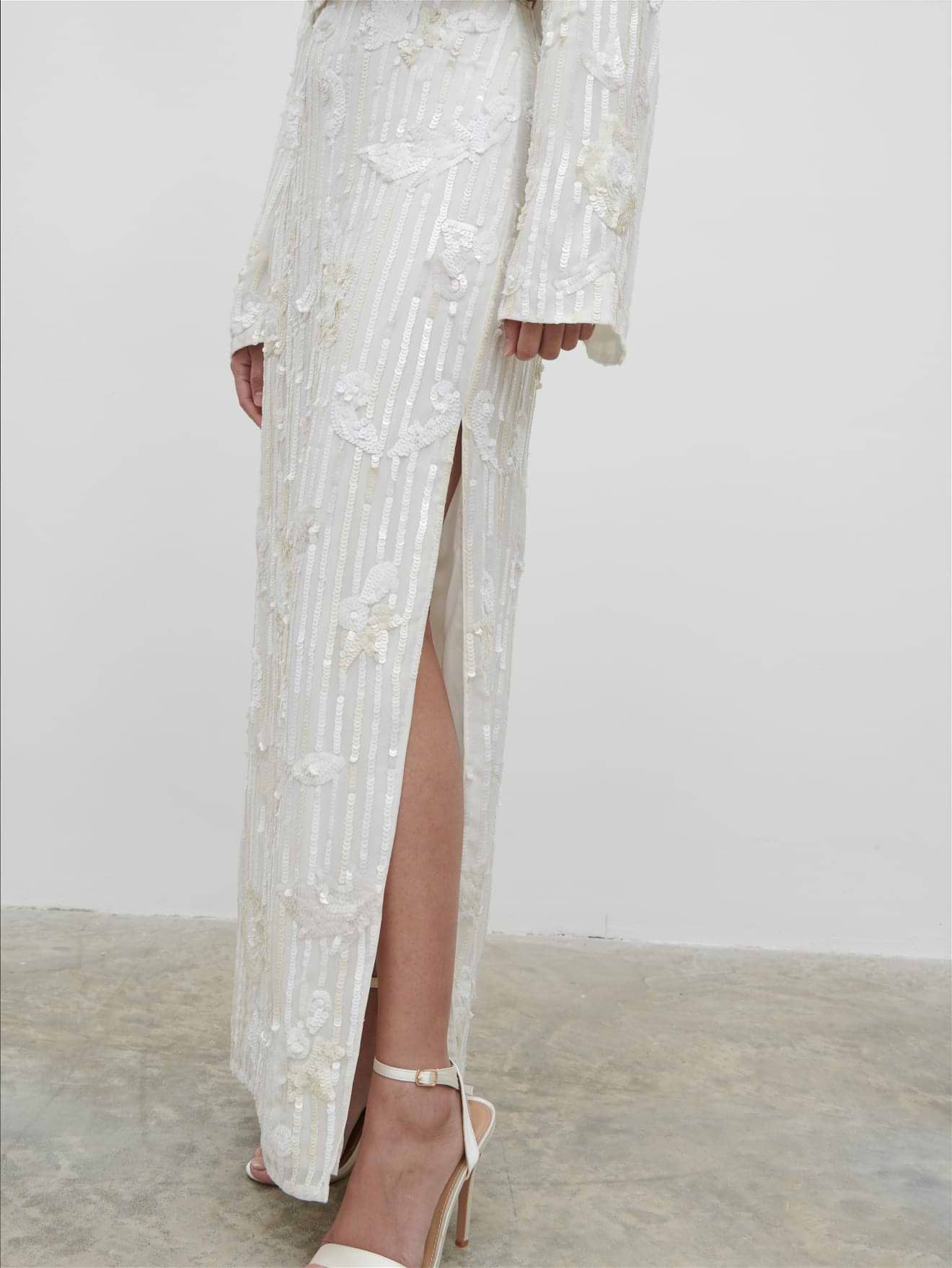 Cannes Sequin Maxi Skirt - Ivory