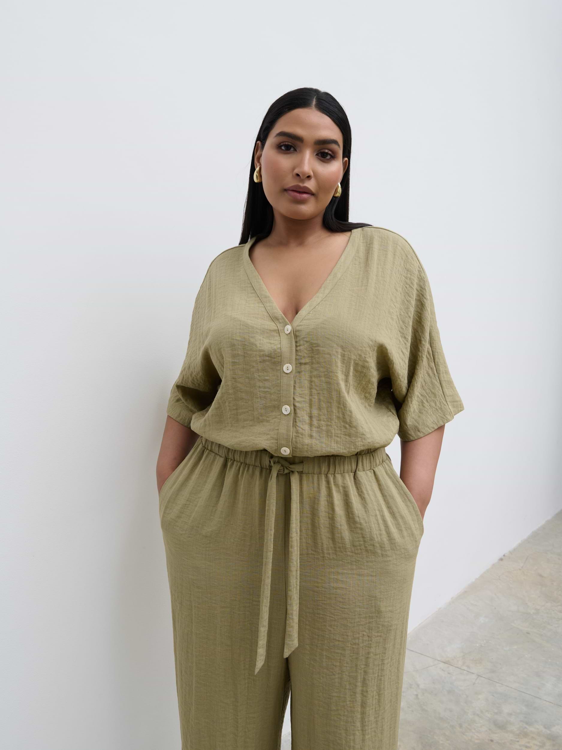 Carey Easywear Jumpsuit Curve - Olive
