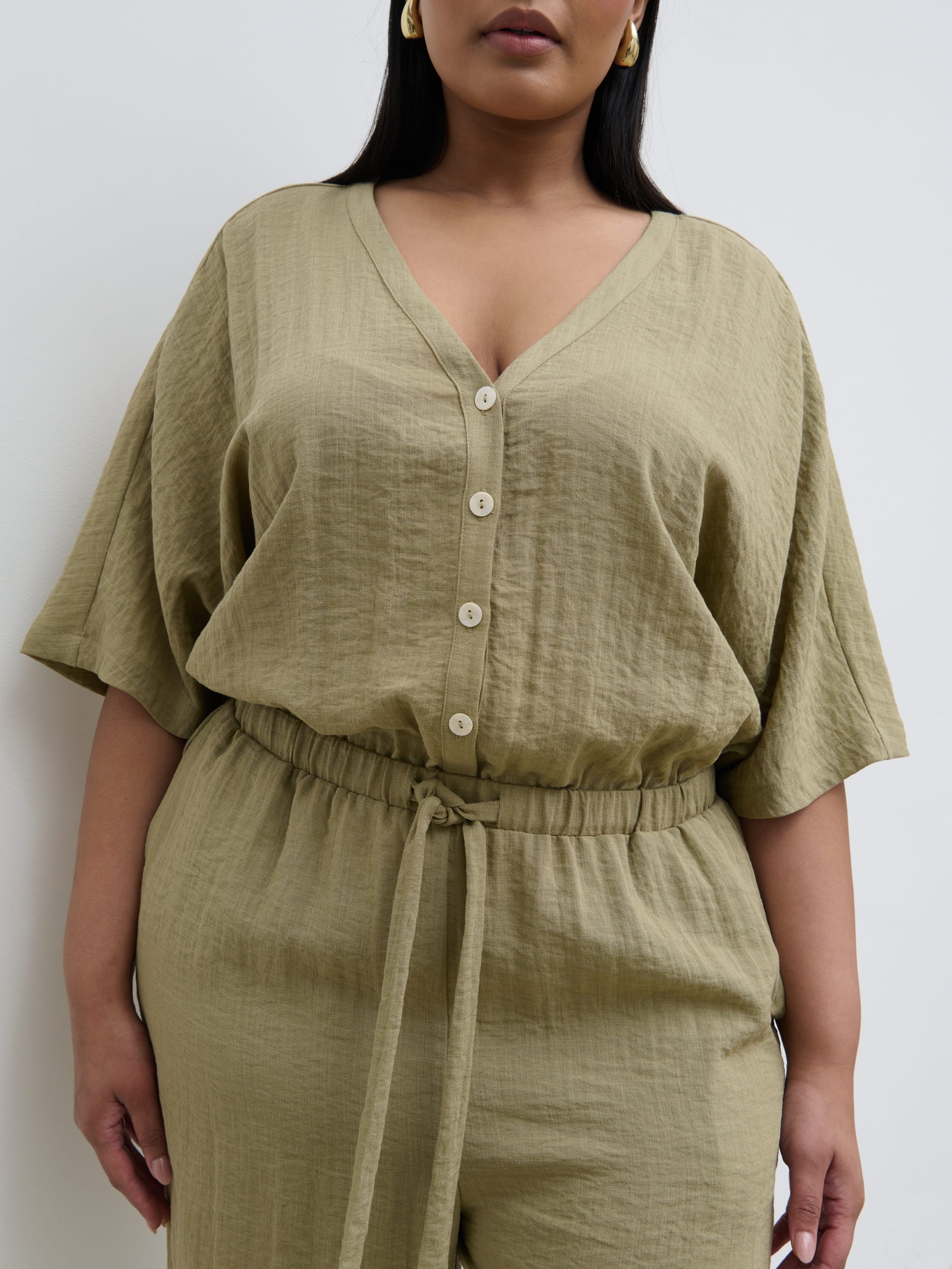 Carey Easywear Jumpsuit Curve - Olive
